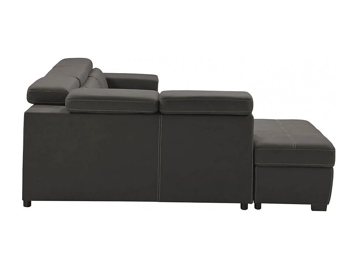 NERA - Canapé d'Angle  Gauche Convertible avec 2 Poufs et 1 Coffre Gris