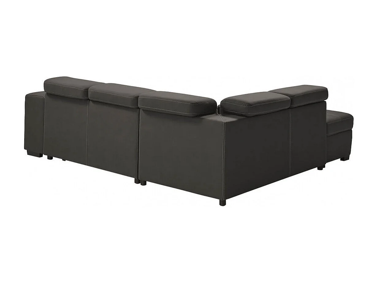 NERA - Canapé d'Angle  Gauche Convertible avec 2 Poufs et 1 Coffre Gris