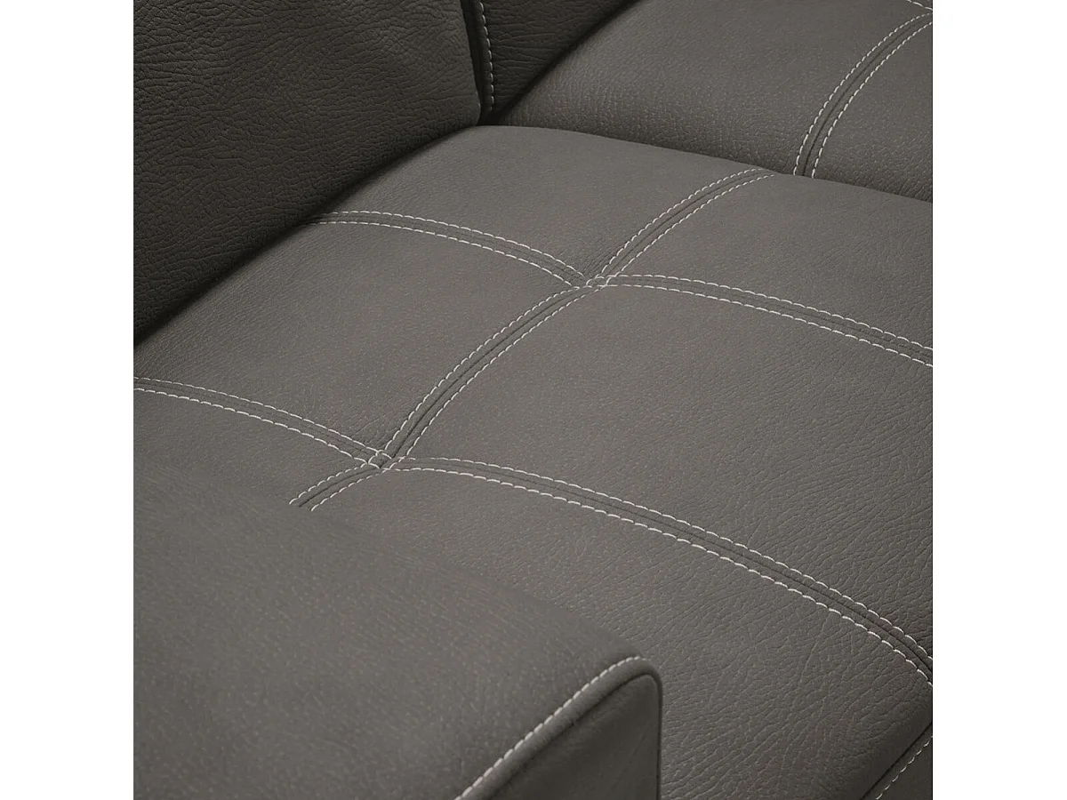 NERA - Canapé d'Angle  Gauche Convertible avec 2 Poufs et 1 Coffre Gris