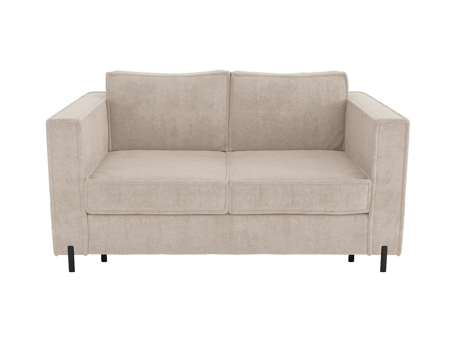 Canapé 3 places convertible express en tissu texturé beige - Couchage 140 cm - Matelas 14 cm - ELORYA