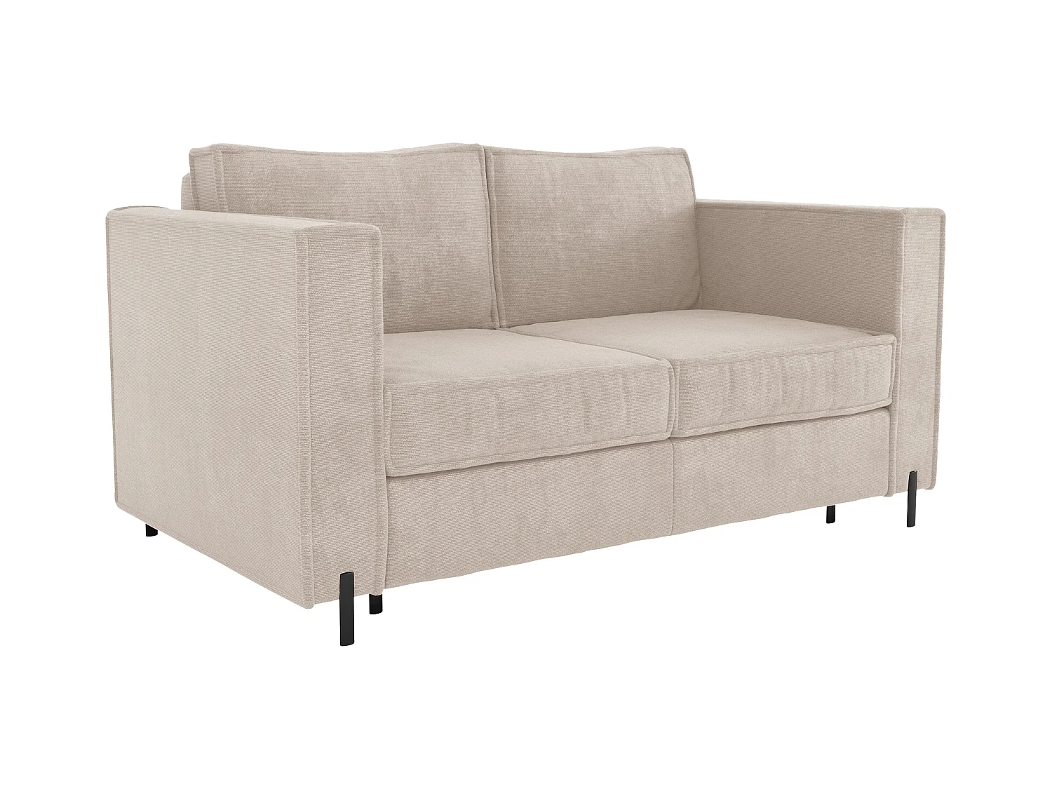 Canapé 3 places convertible express en tissu texturé beige - Couchage 140 cm - Matelas 14 cm - ELORYA