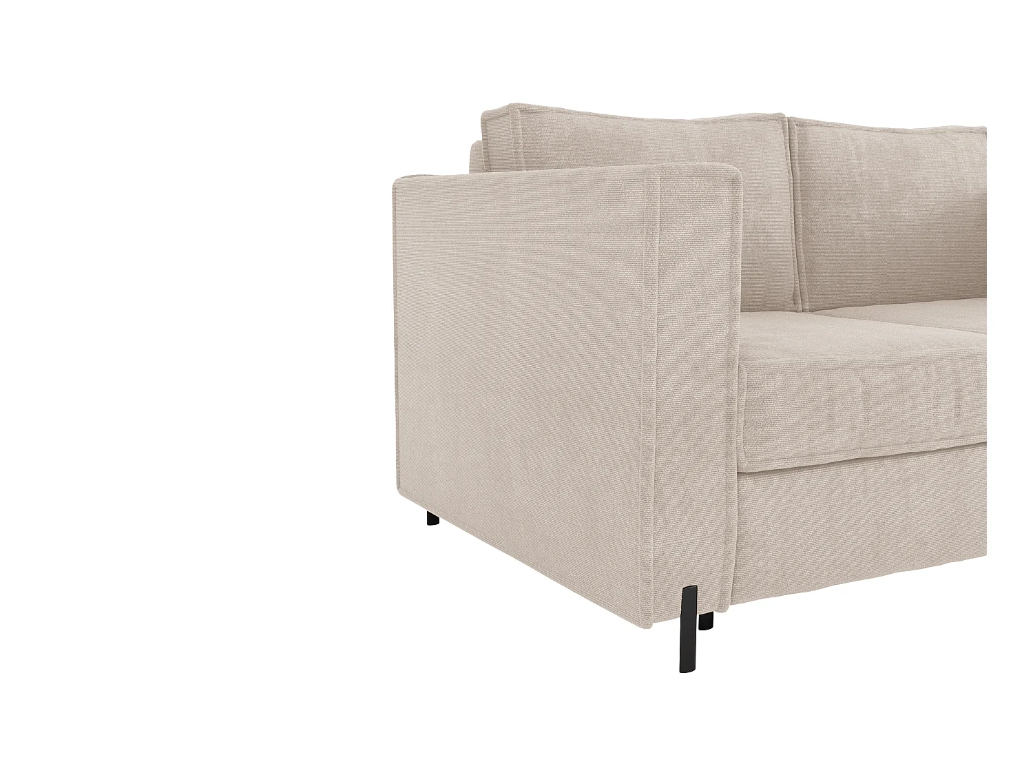 Canapé 3 places convertible express en tissu texturé beige - Couchage 140 cm - Matelas 14 cm - ELORYA