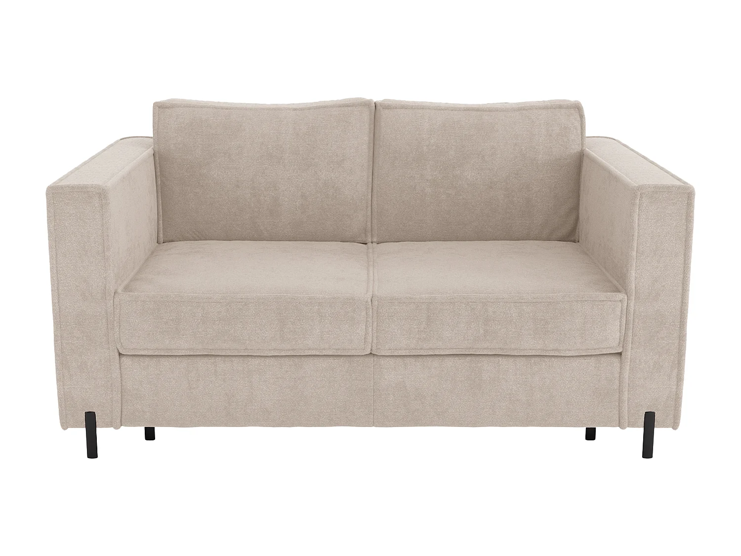 Canapé 3 places convertible express en tissu texturé beige - Couchage 140 cm - Matelas 14 cm - ELORYA