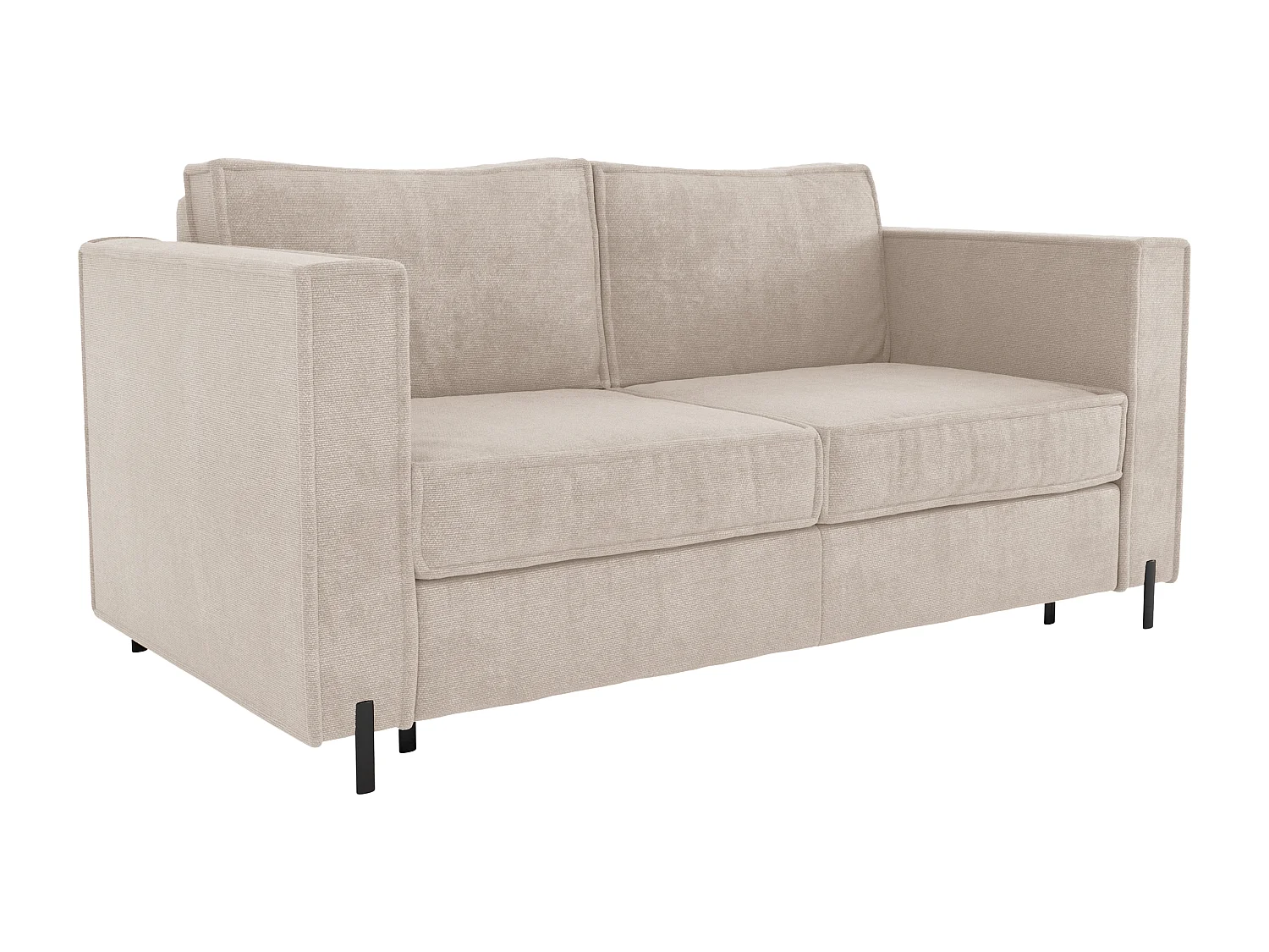 Canapé 4 places convertible express en tissu texturé beige - Couchage 160 cm - Matelas 14 cm - ELORYA