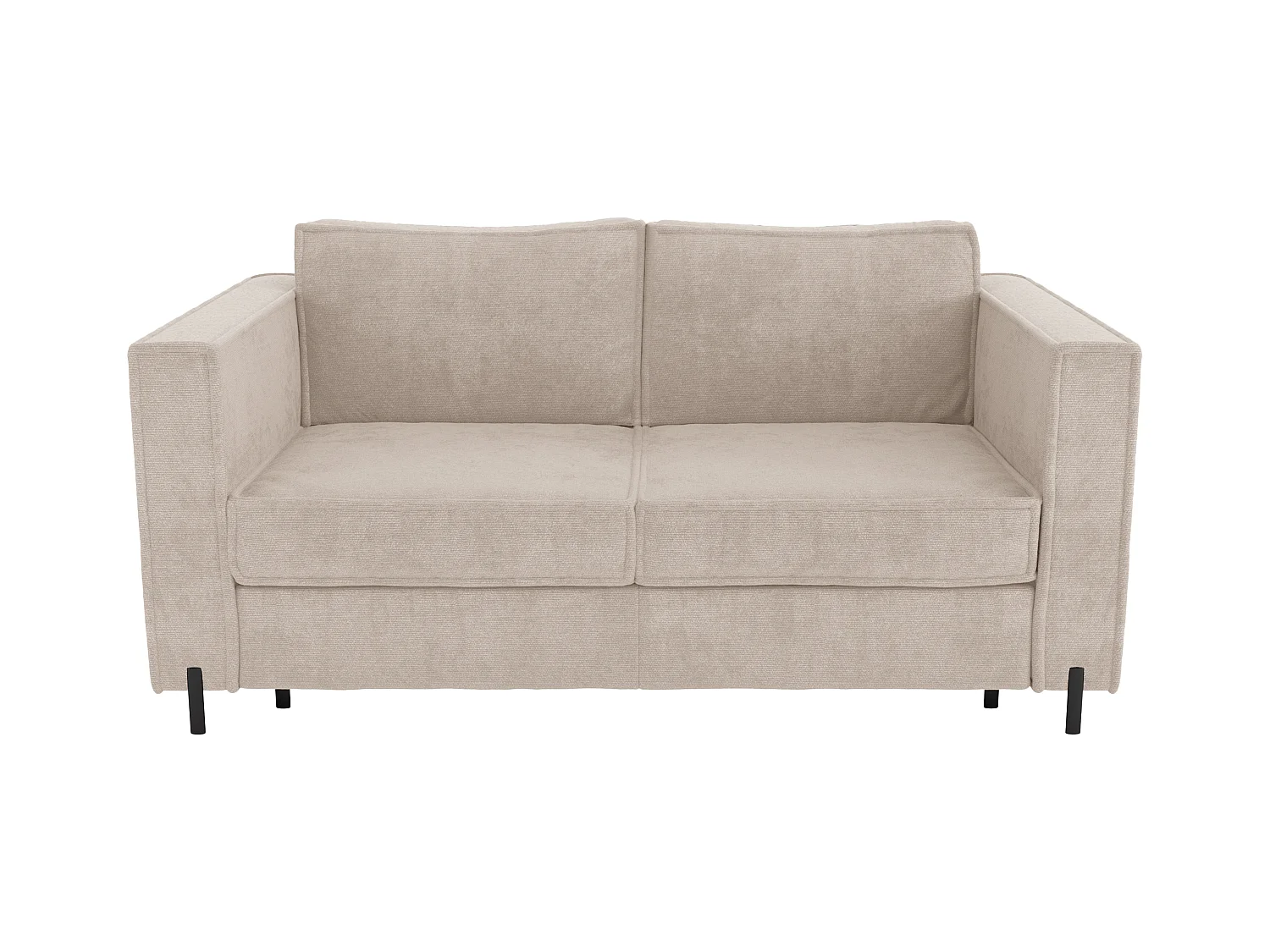 Canapé 4 places convertible express en tissu texturé beige - Couchage 160 cm - Matelas 14 cm - ELORYA