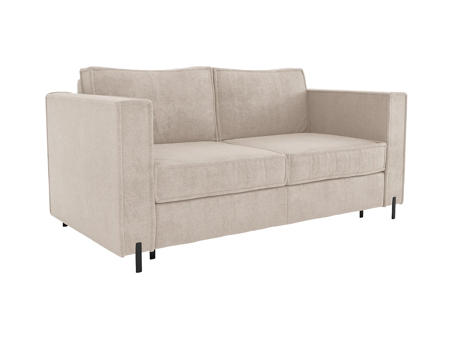 Canapé 4 places convertible express en tissu texturé beige - Couchage 160 cm - Matelas 14 cm - ELORYA