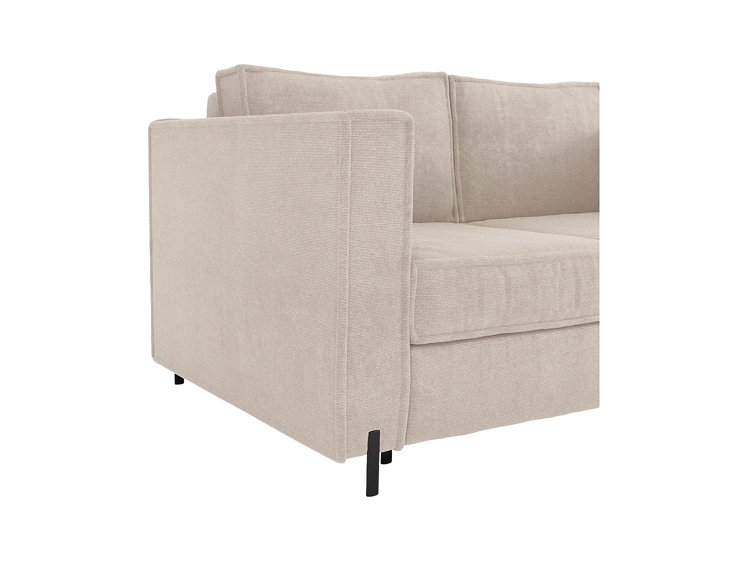 Canapé 4 places convertible express en tissu texturé beige - Couchage 160 cm - Matelas 14 cm - ELORYA