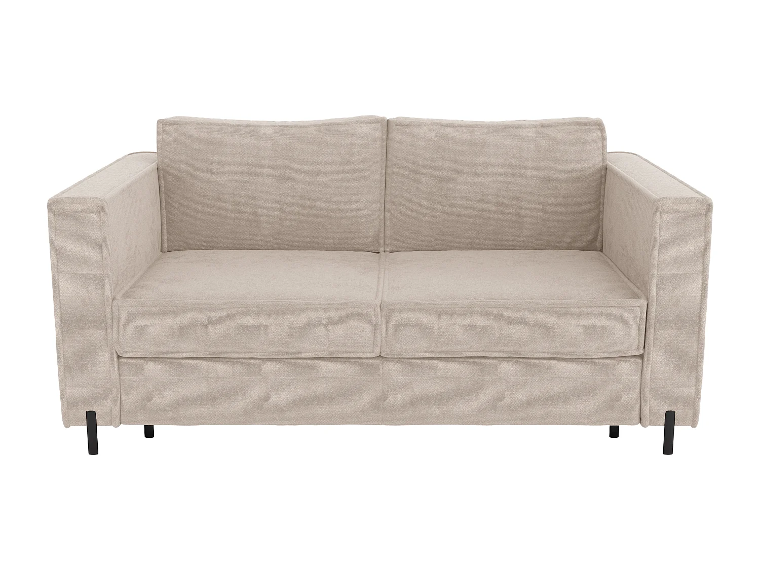 Schlafsofa mit Matratze 4-Sitzer - Strukturstoff - Beige - Liegefläche 160 cm - Matratze 14 cm - ELORYA