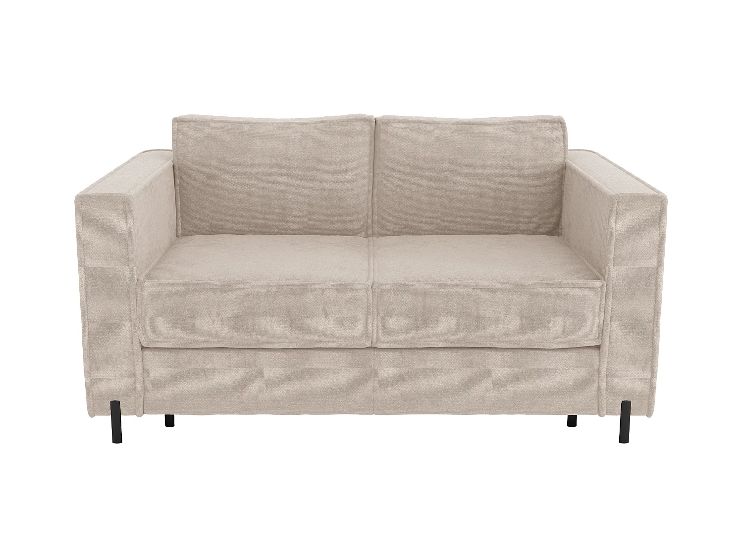 Canapé 3 places convertible express en tissu texturé beige - Couchage 140 cm - Matelas 20 cm - ELORYA