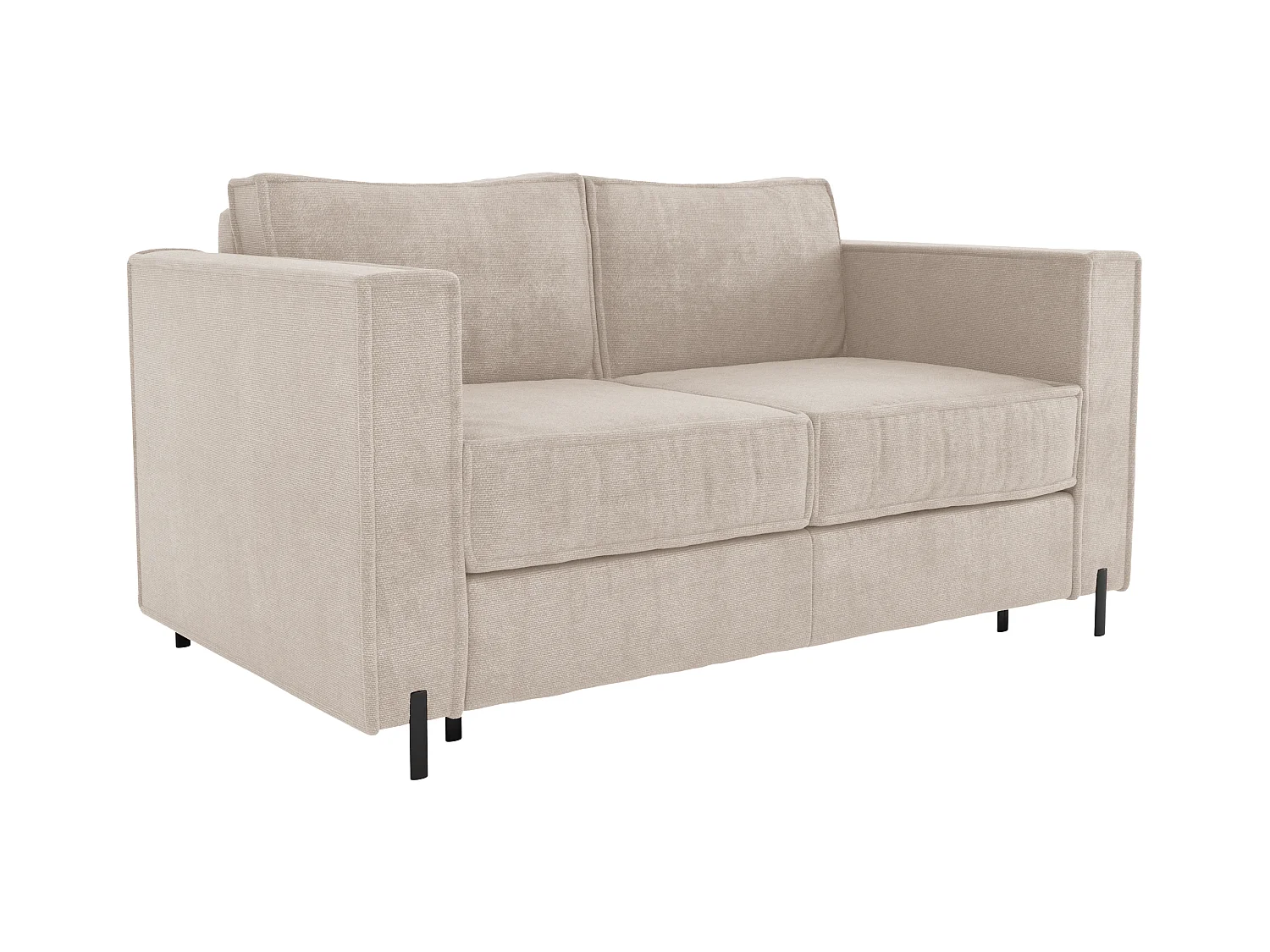 Canapé 3 places convertible express en tissu texturé beige - Couchage 140 cm - Matelas 20 cm - ELORYA