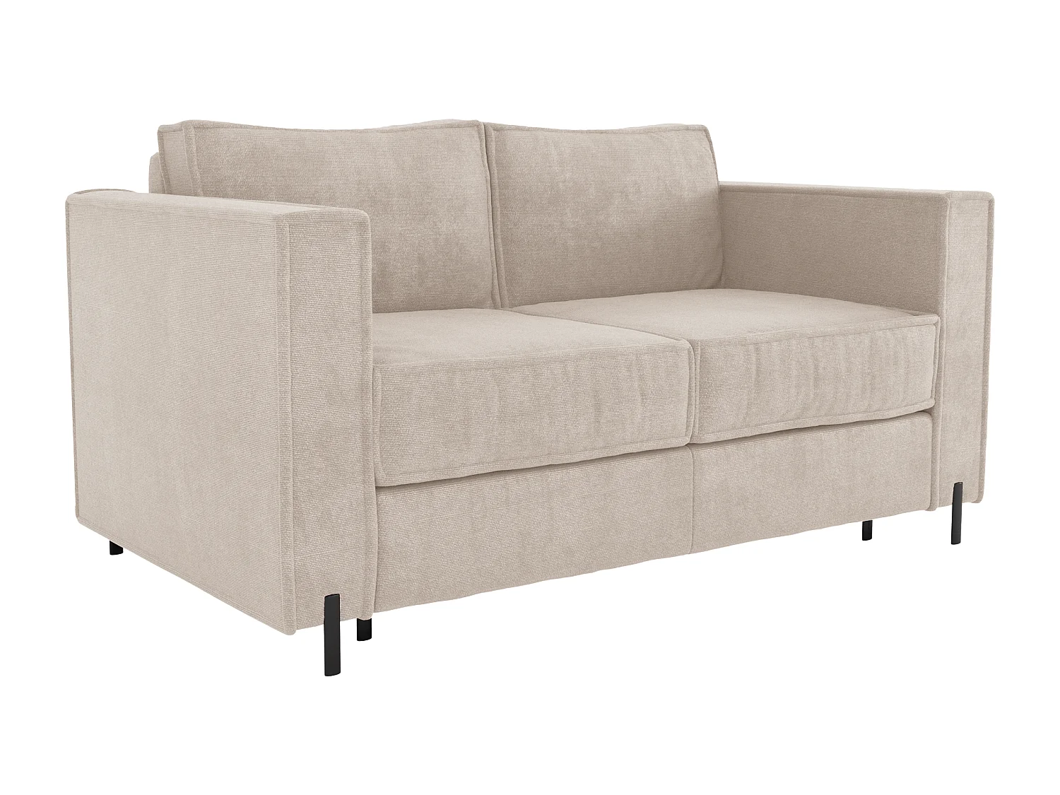 Canapé 3 places convertible express en tissu texturé beige - Couchage 140 cm - Matelas 20 cm - ELORYA