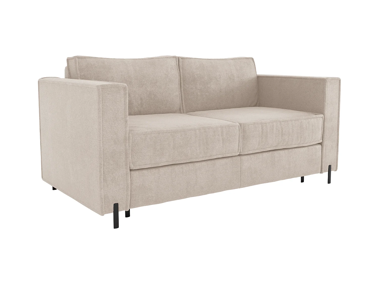 4-seters sovesofa i beige teksturert stoff - 160 cm liggeflate - 20 cm madrass - ELORYA