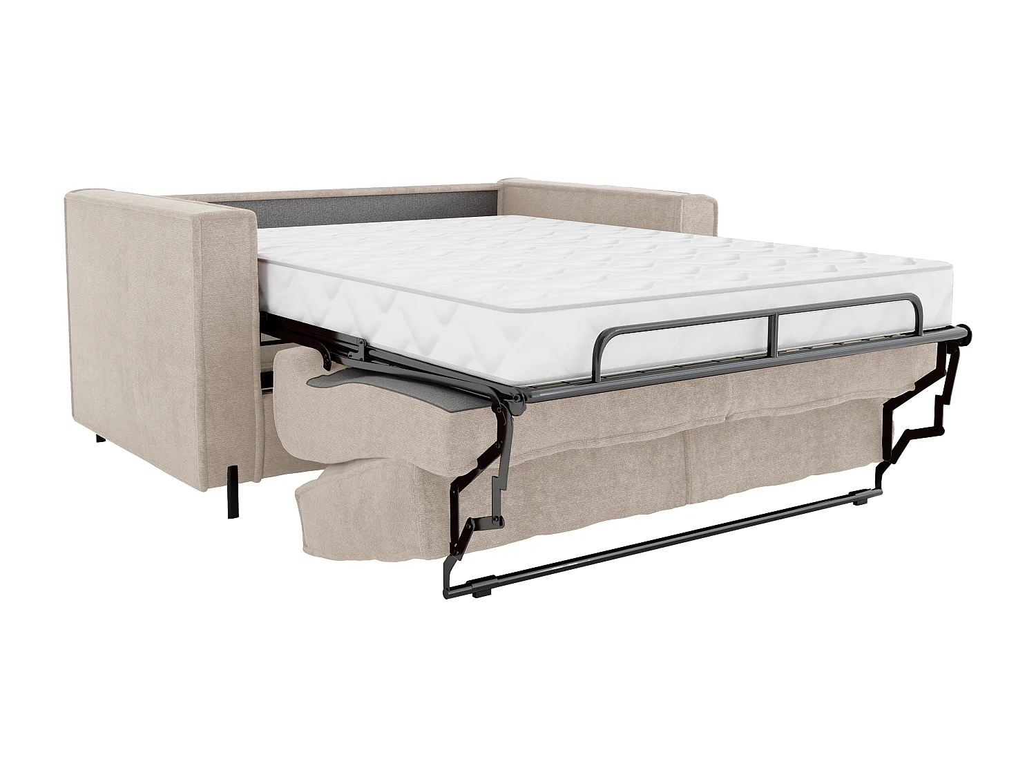 Canapé 4 places convertible express en tissu texturé beige - Couchage 160 cm - Matelas 20 cm - ELORYA