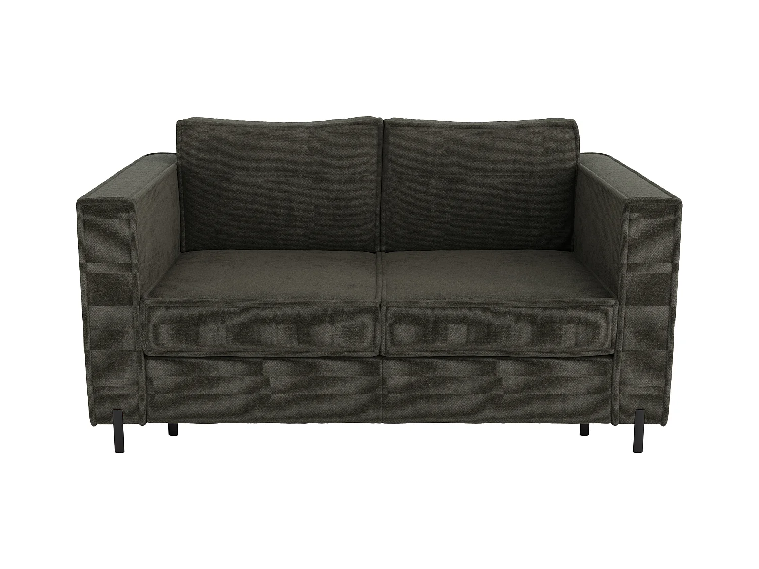 Canapé 3 places convertible express en tissu texturé vert - Couchage 140 cm - Matelas 14 cm - ELORYA