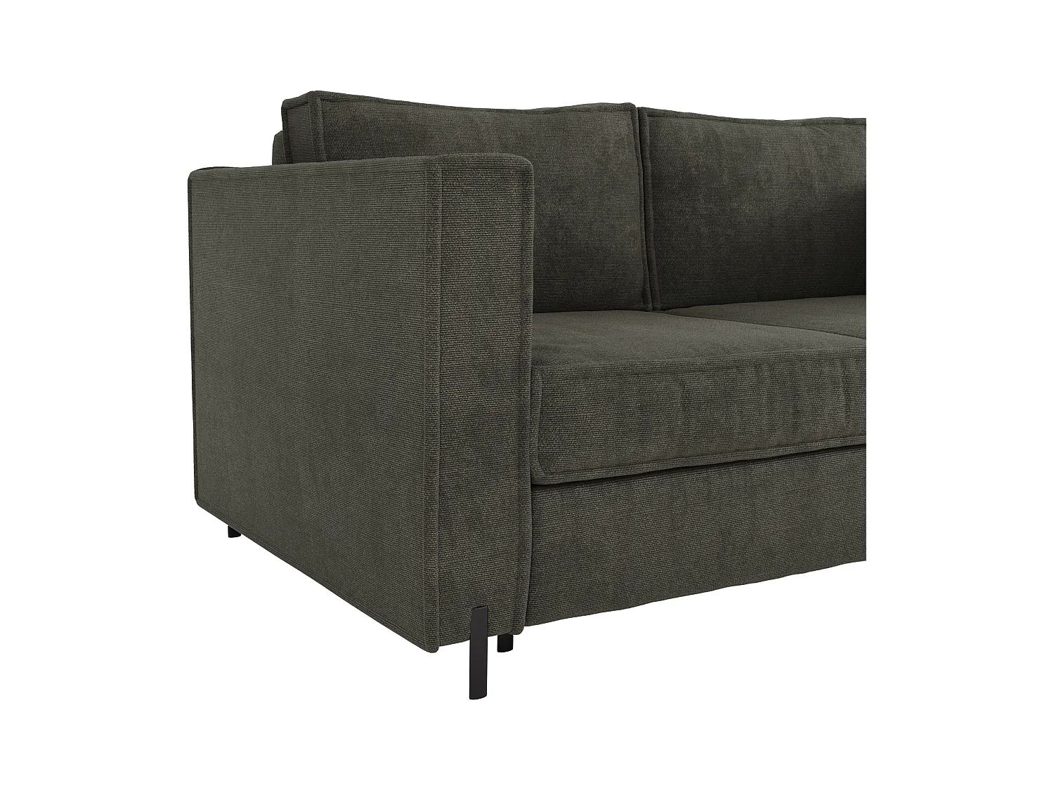 Canapé 3 places convertible express en tissu texturé vert - Couchage 140 cm - Matelas 14 cm - ELORYA