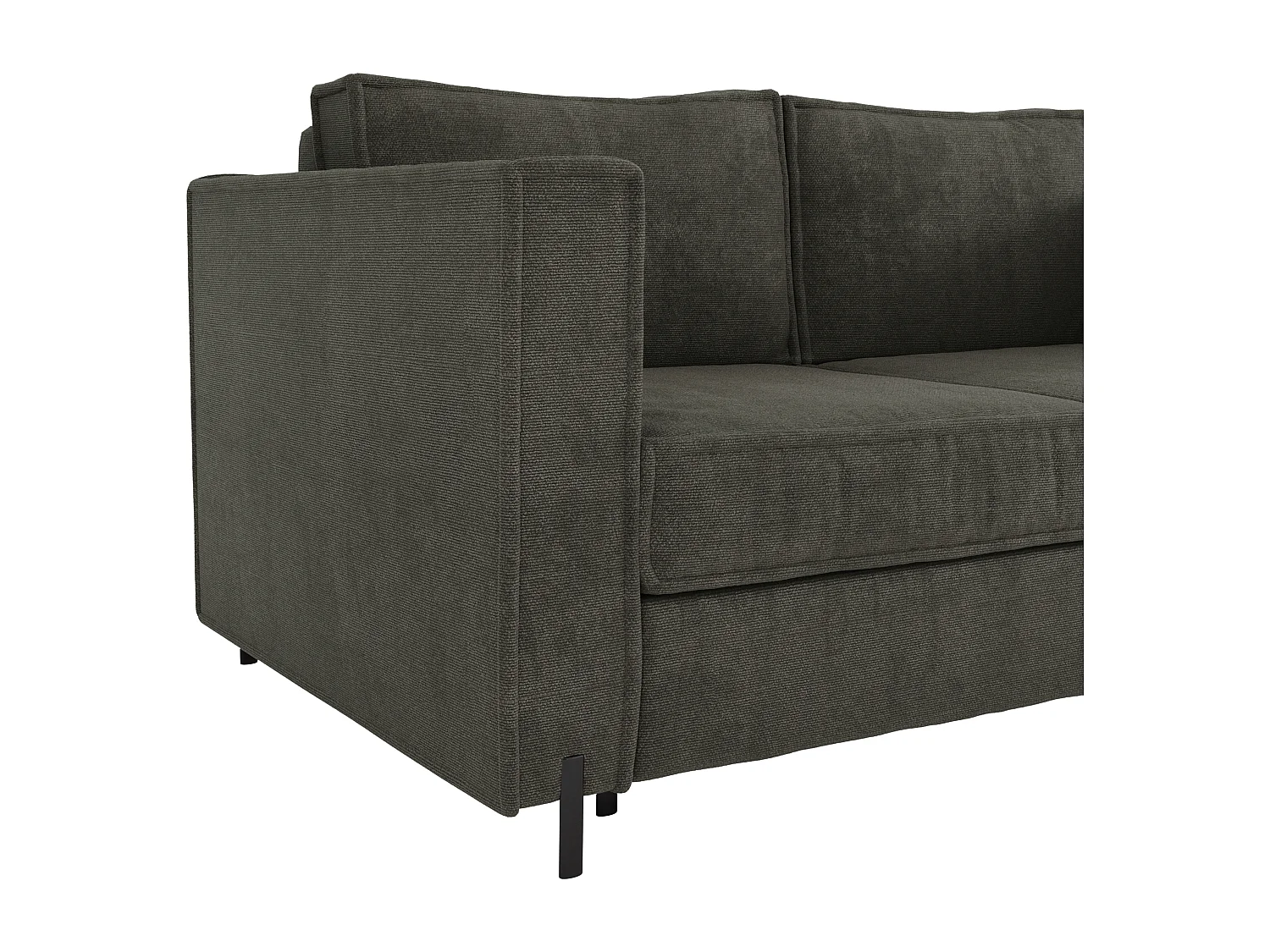 Express-driezitsslaapbank van groene stof met textuur - Bed 140 cm - Matras 14 cm - ELORYA