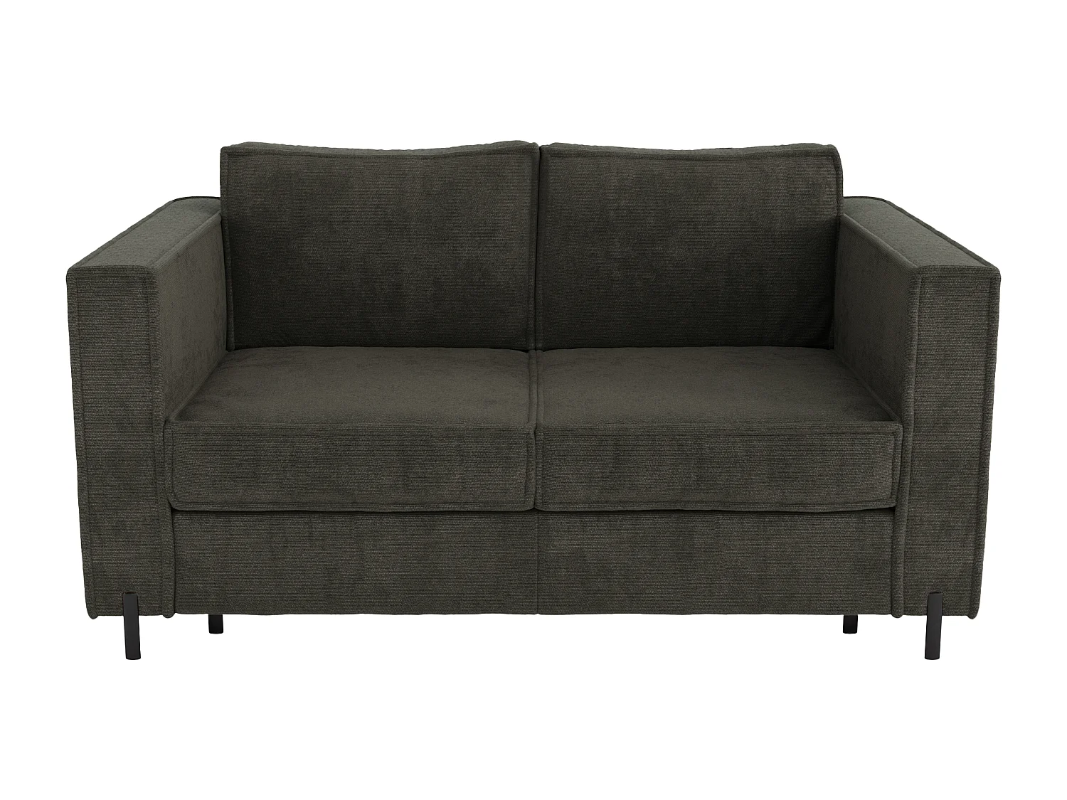 Express-driezitsslaapbank van groene stof met textuur - Bed 140 cm - Matras 14 cm - ELORYA