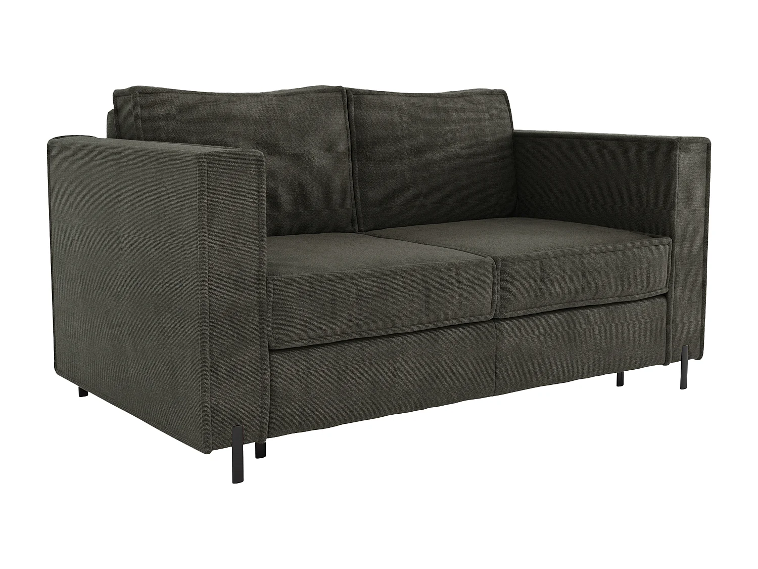 Express-driezitsslaapbank van groene stof met textuur - Bed 140 cm - Matras 14 cm - ELORYA