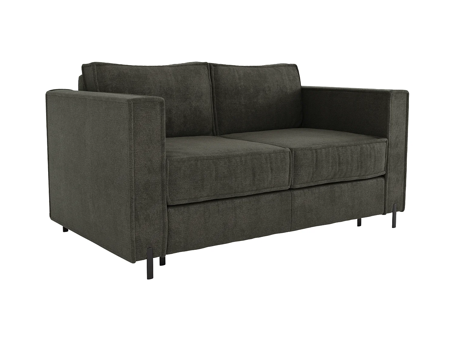 Canapé 3 places convertible express en tissu texturé vert - Couchage 140 cm - Matelas 20 cm - ELORYA