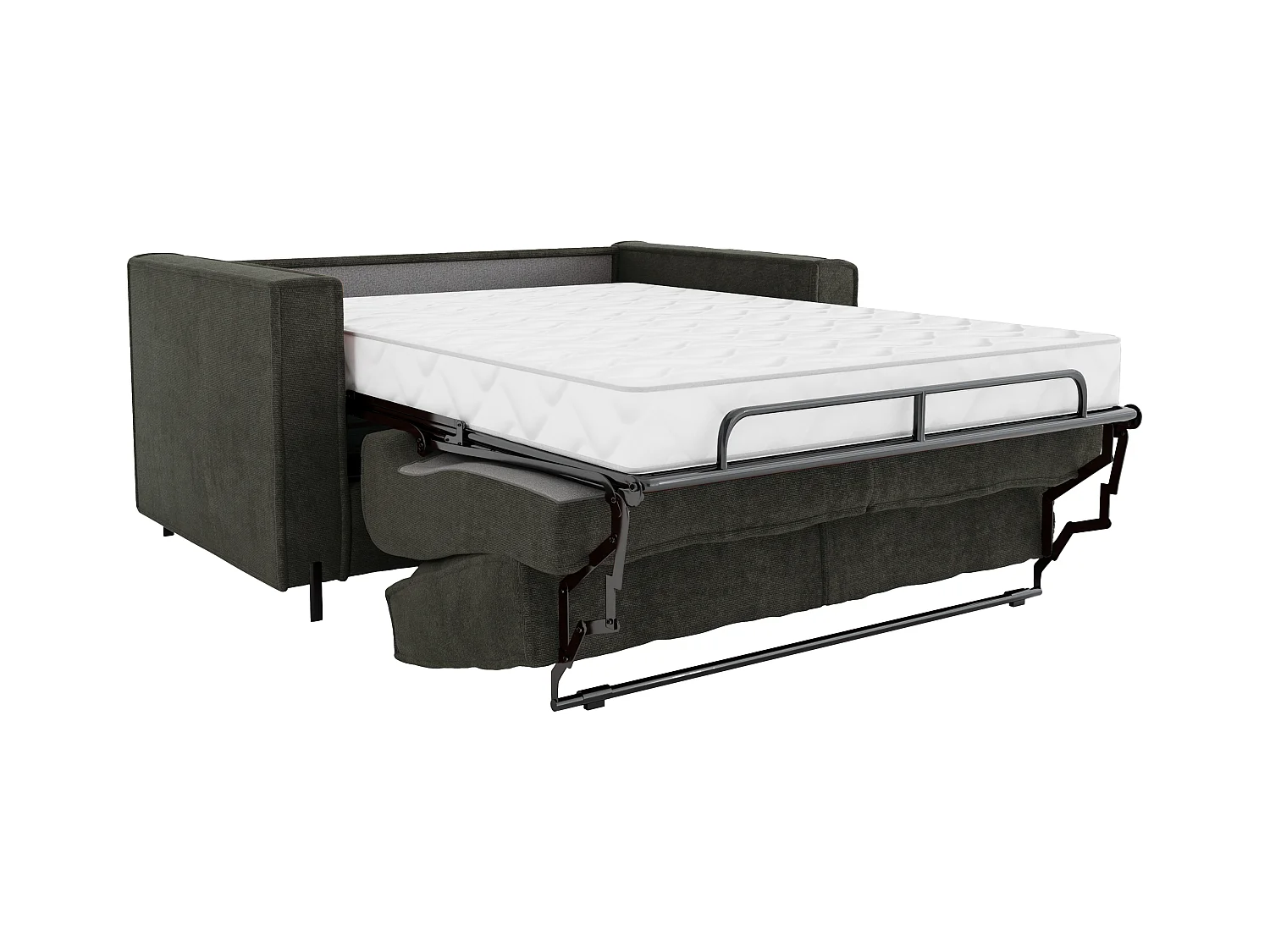 Canapé 3 places convertible express en tissu texturé vert - Couchage 140 cm - Matelas 20 cm - ELORYA