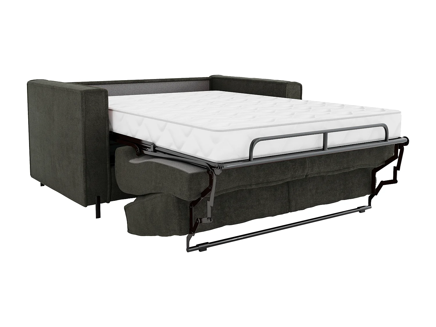 Canapé 3 places convertible express en tissu texturé vert - Couchage 140 cm - Matelas 20 cm - ELORYA