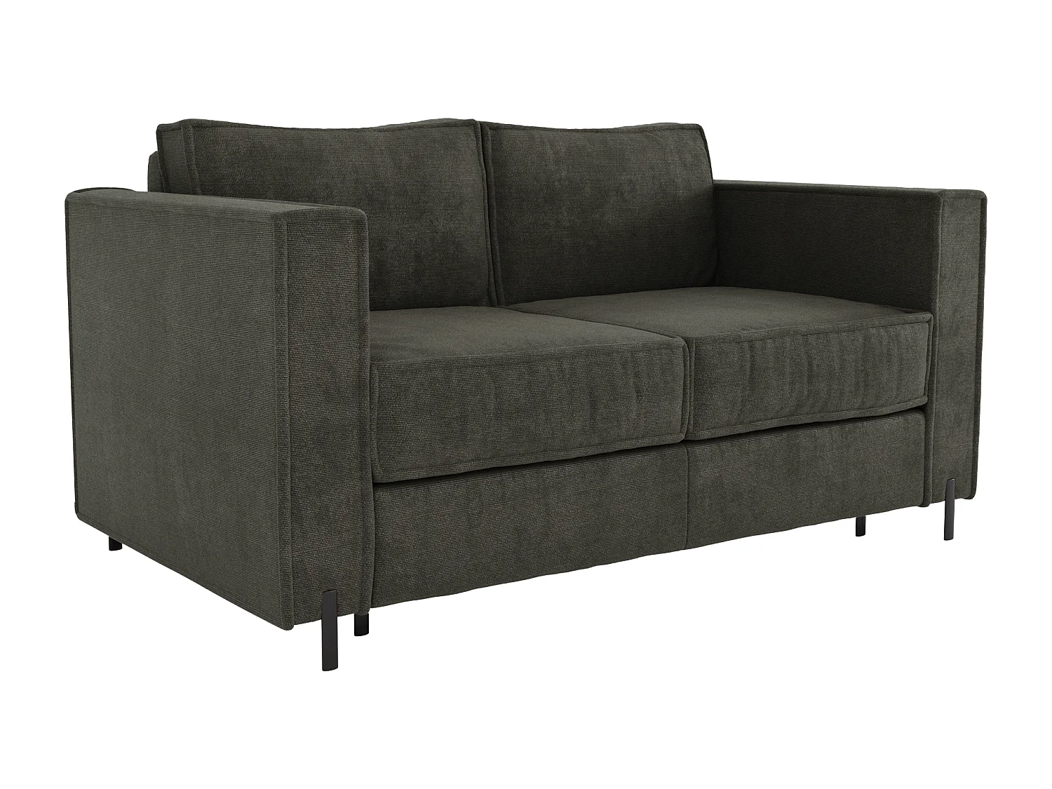 Canapé 3 places convertible express en tissu texturé vert - Couchage 140 cm - Matelas 20 cm - ELORYA