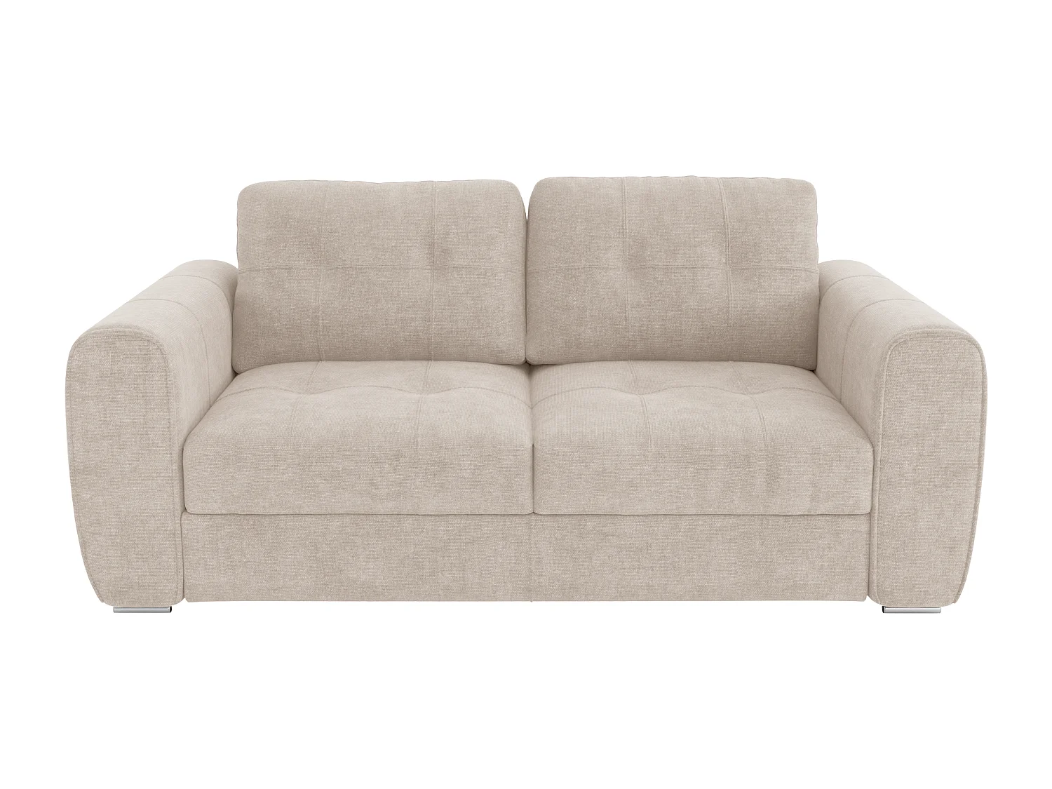 Sofá cama 3 plazas de apertura rápida de tela beige - Cama de 140 cm - Colchón de 14 cm BOLIPO