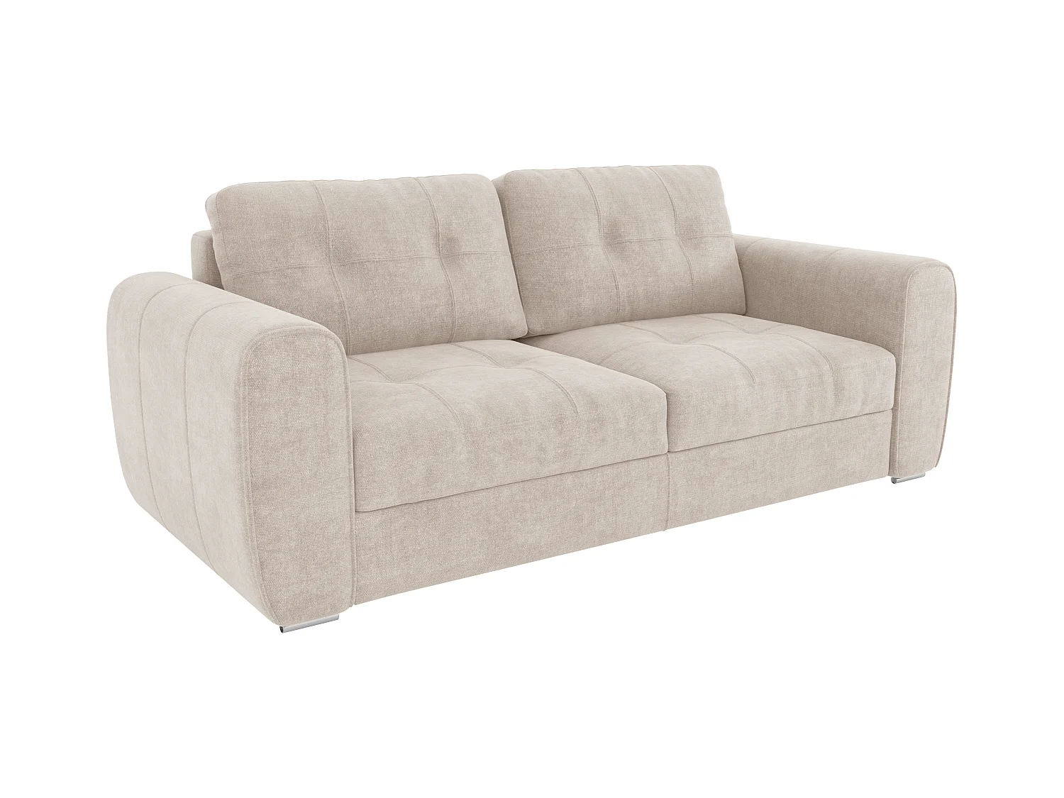 Express-vierzitsslaapbank van beige stof - Bed 160 cm - Matras 14 cm BOLIPO