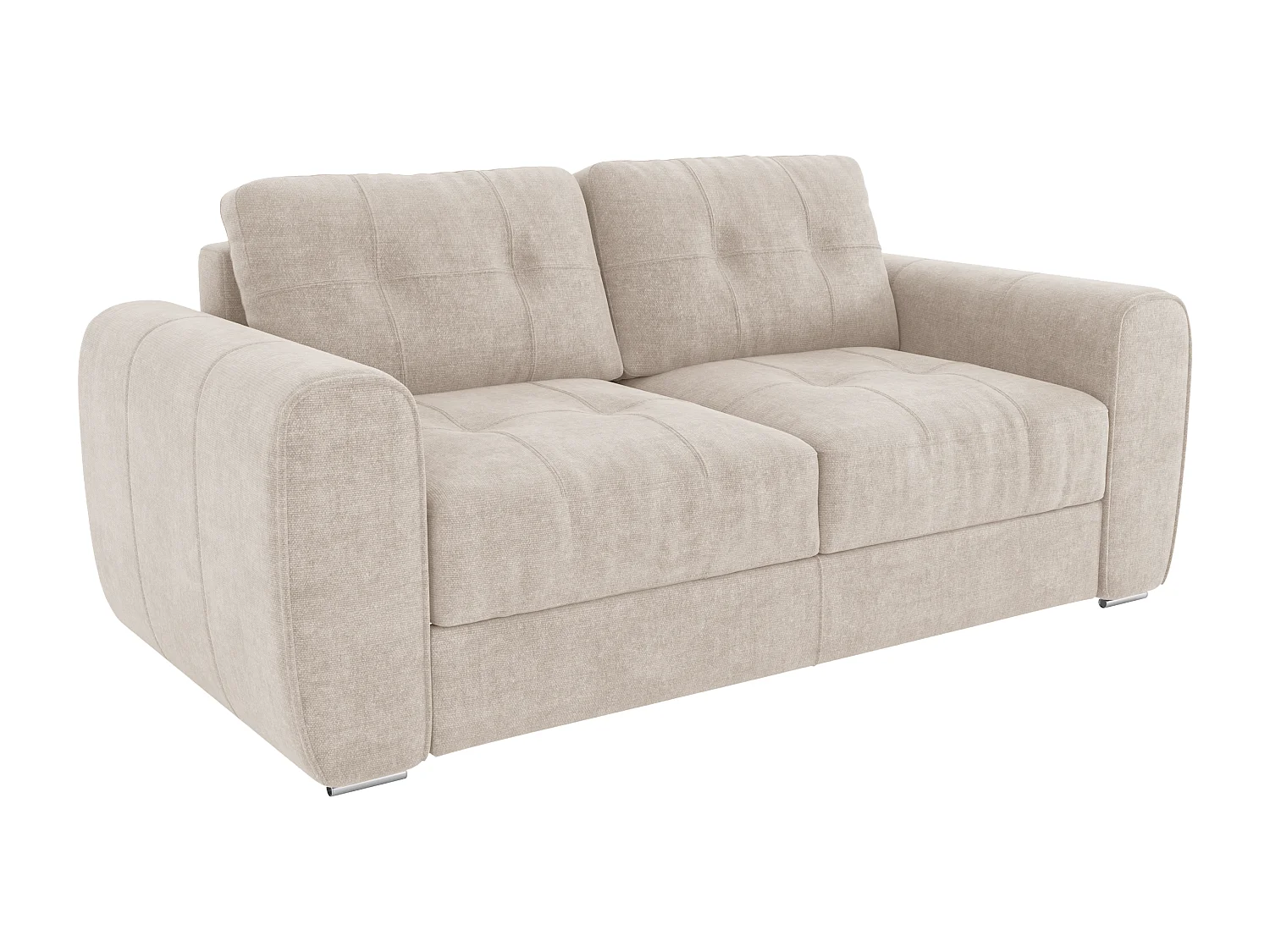 3-seters sovesofa med hurtigtrekk i beige stoff - 140 cm liggeflate - 22 cm madrass med minneskum BOLIPO