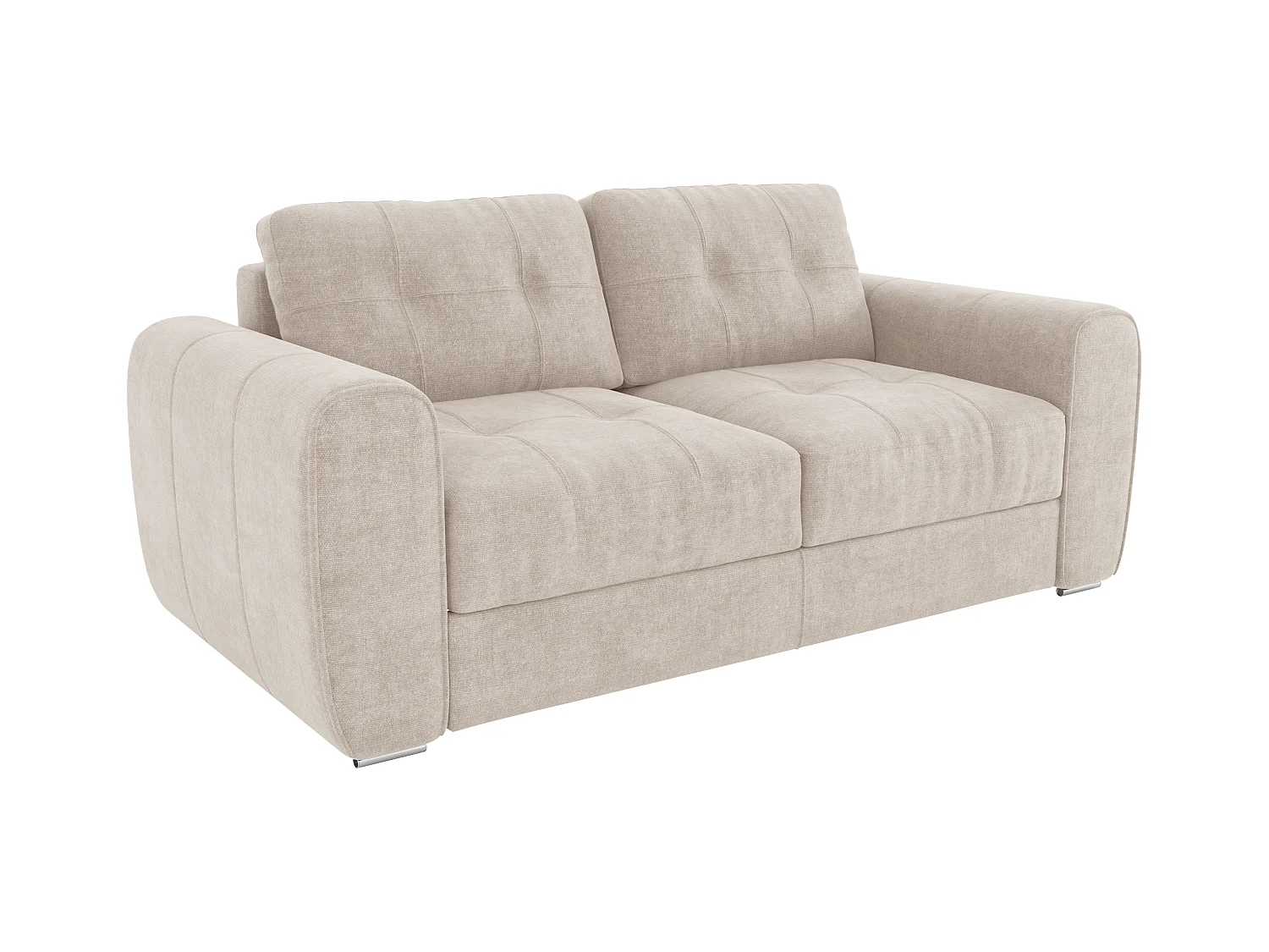 3-seters sovesofa med hurtigtrekk i beige stoff - 140 cm liggeflate - 22 cm madrass med minneskum BOLIPO