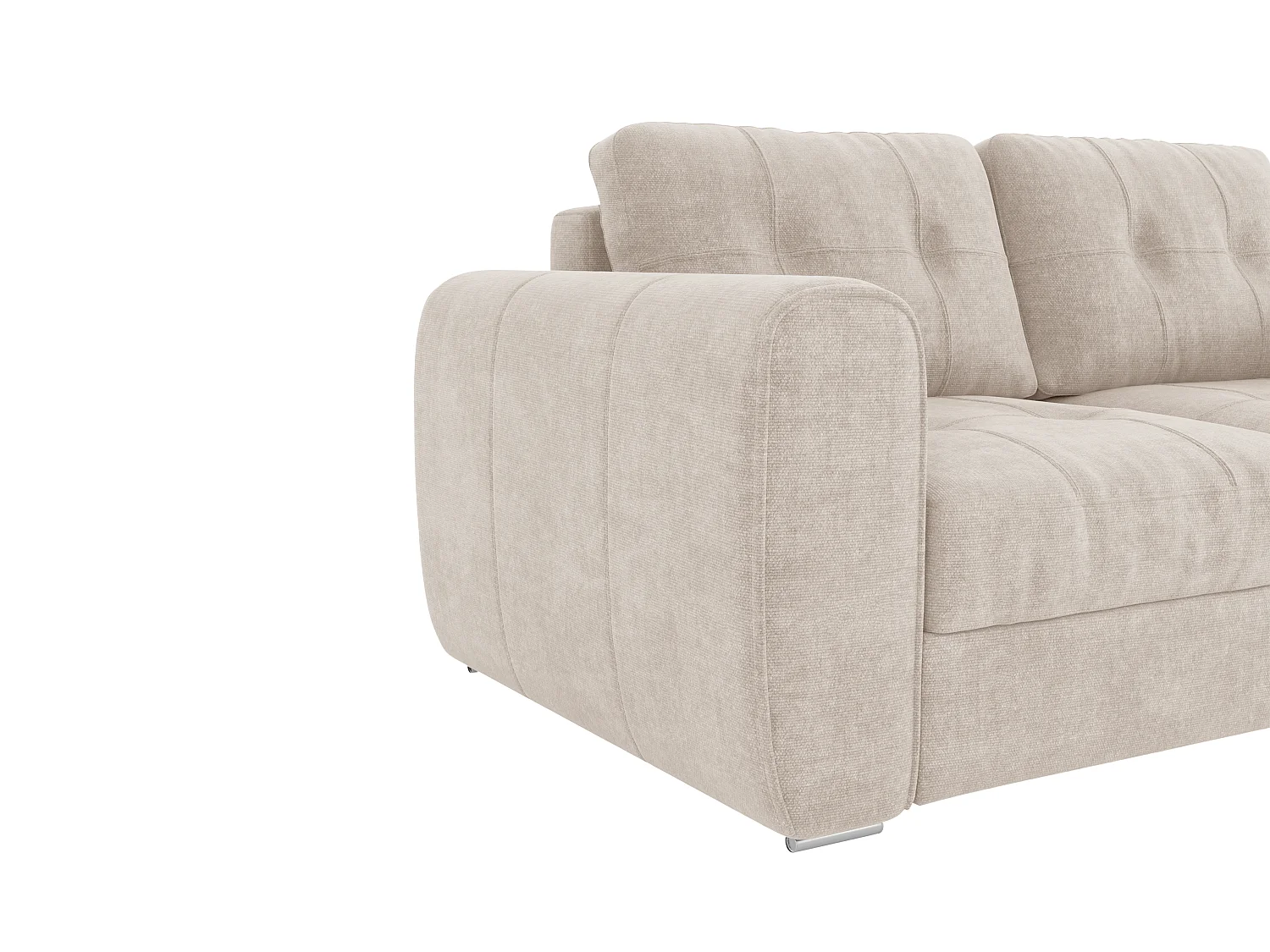 Canapé 3 places convertible express en tissu beige - Couchage 140 cm - Matelas 22 cm avec mémoire de forme BOLIPO