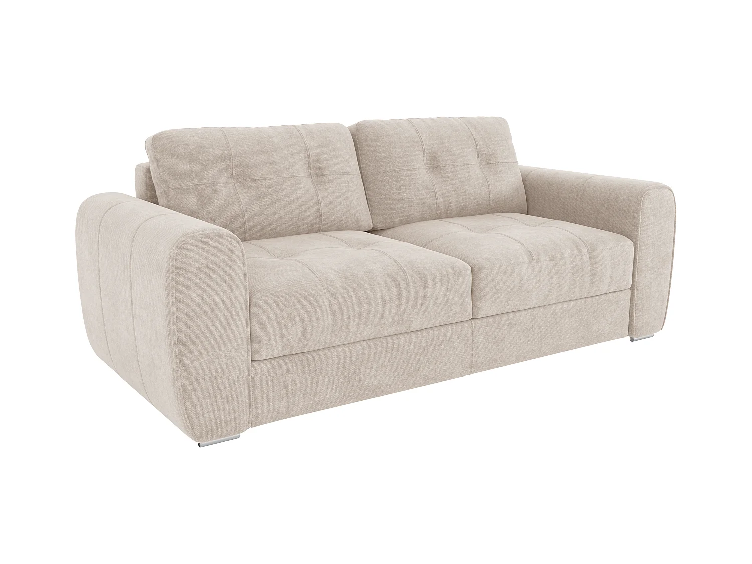 Express-vierzitsslaapbank van beige stof - Bed 160 cm - Matras met vormgeheugen 22 cm BOLIPO