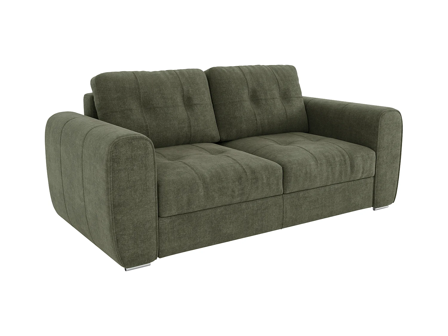 Sofá cama de 3 plazas con convertible de apertura rápida de tela verde - 140 cm de ancho de cama - Colchón con memoria de forma de 22 cm BOLIPO