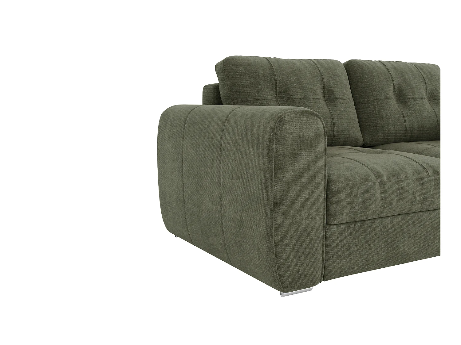 Sofá cama de 3 plazas con convertible de apertura rápida de tela verde - 140 cm de ancho de cama - Colchón con memoria de forma de 22 cm BOLIPO