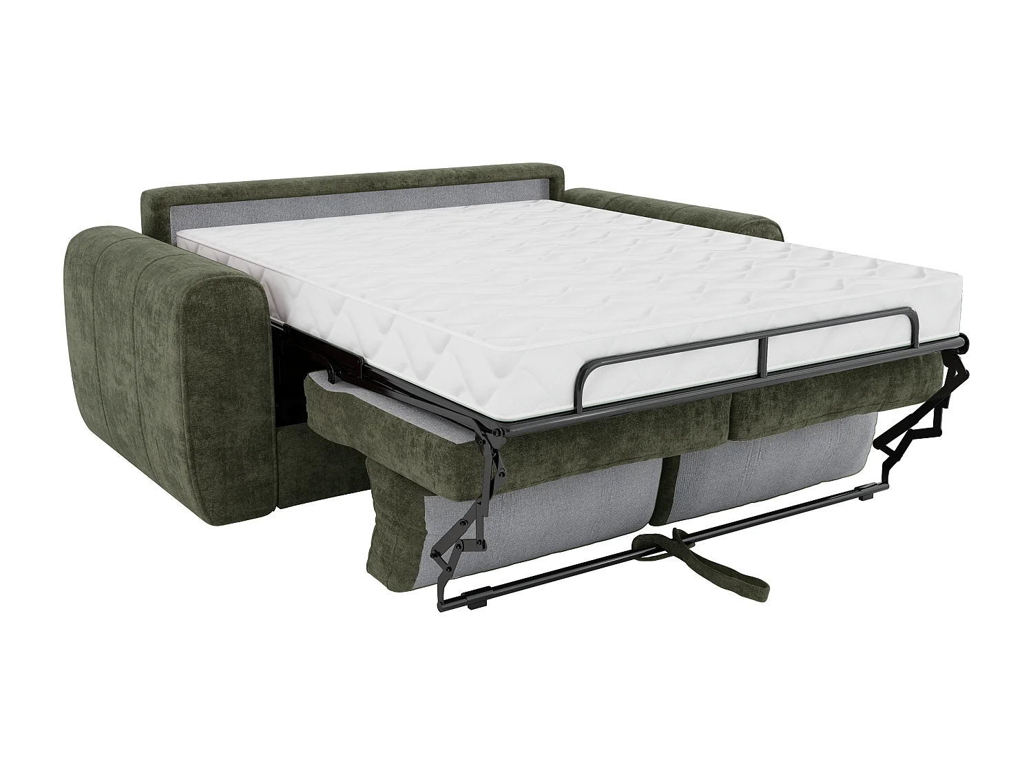 Schlafsofa mit Matratze 3-Sitzer - Stoff - Grün - Liegefläche 140 cm - Matratze 22 cm mit Memory Schaum - BOLIPO