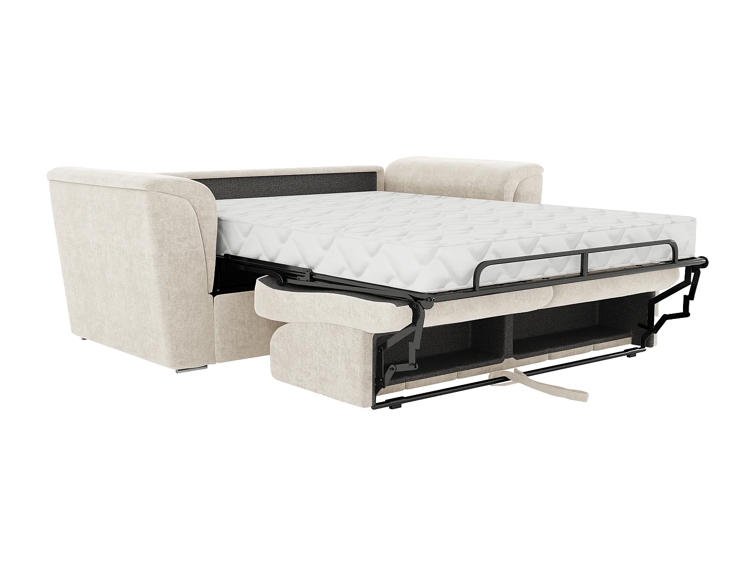Canapé 3 places convertible express en tissu beige - Couchage 140 cm - Matelas 18 cm RIZORA
