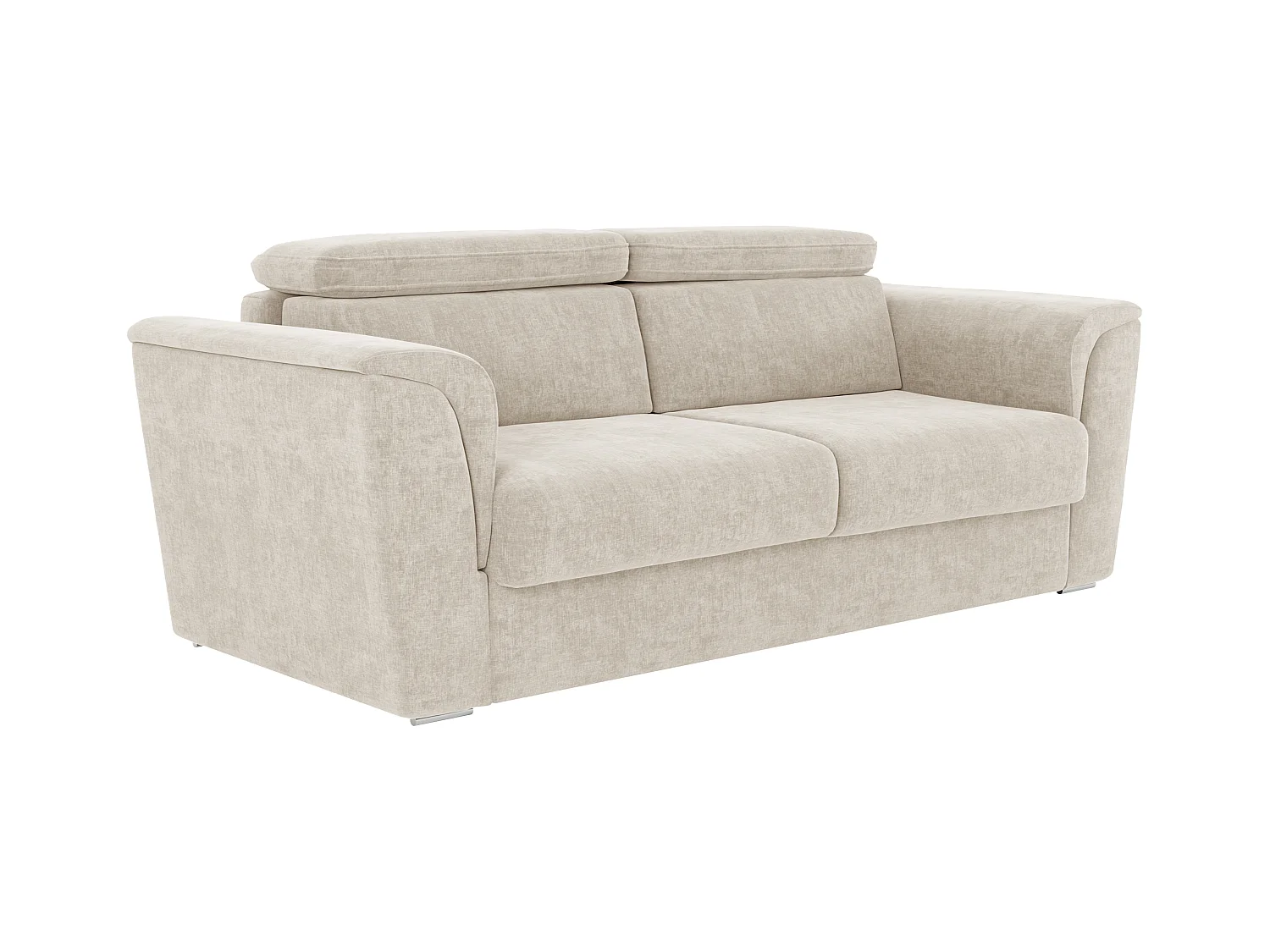 Canapé 4 places convertible express en tissu beige - Couchage 160 cm - Matelas 18 cm RIZORA