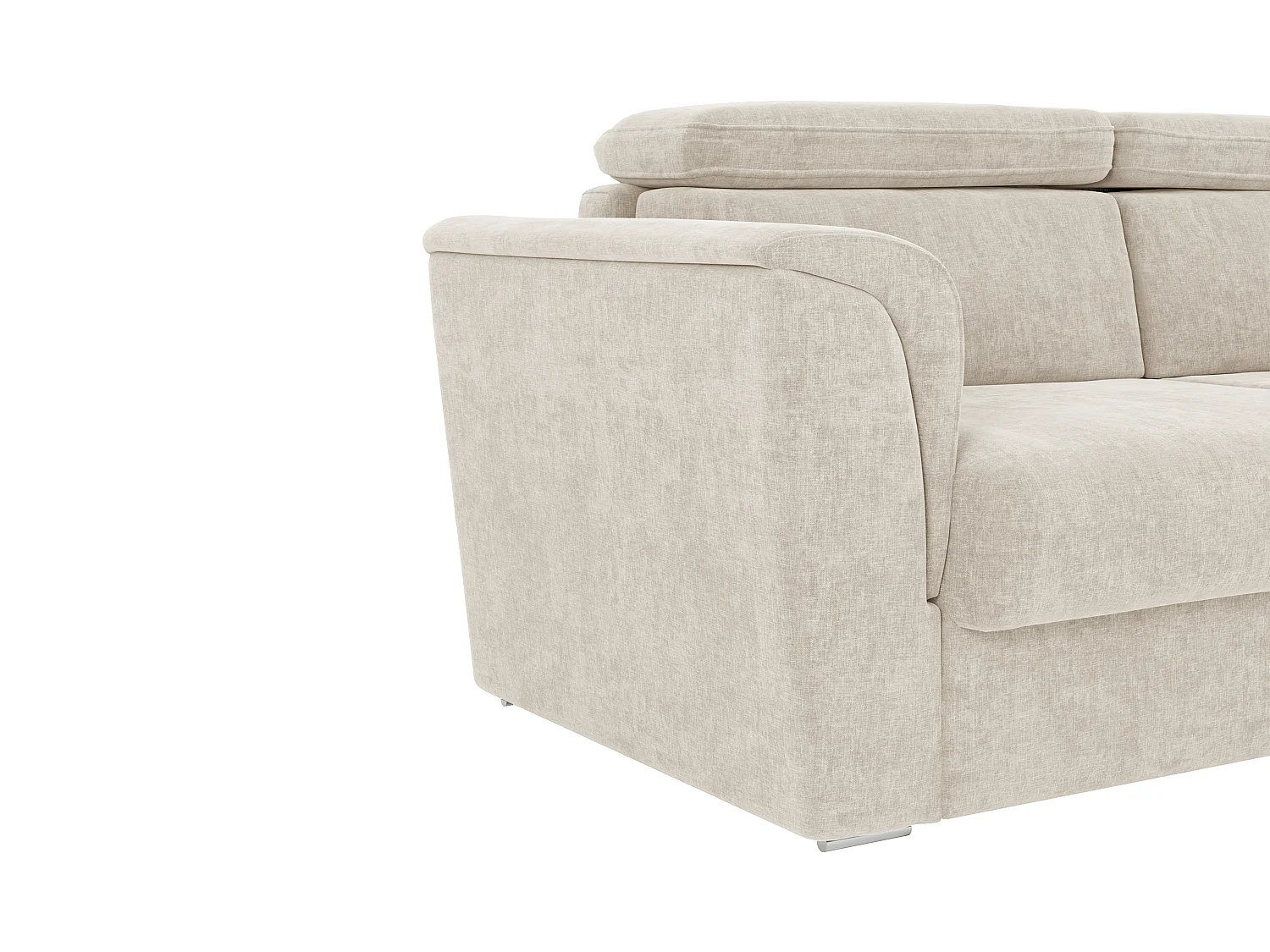 Canapé 3 places convertible express en tissu beige - Couchage lattes larges 140 cm - Matelas 18 cm RIZORA