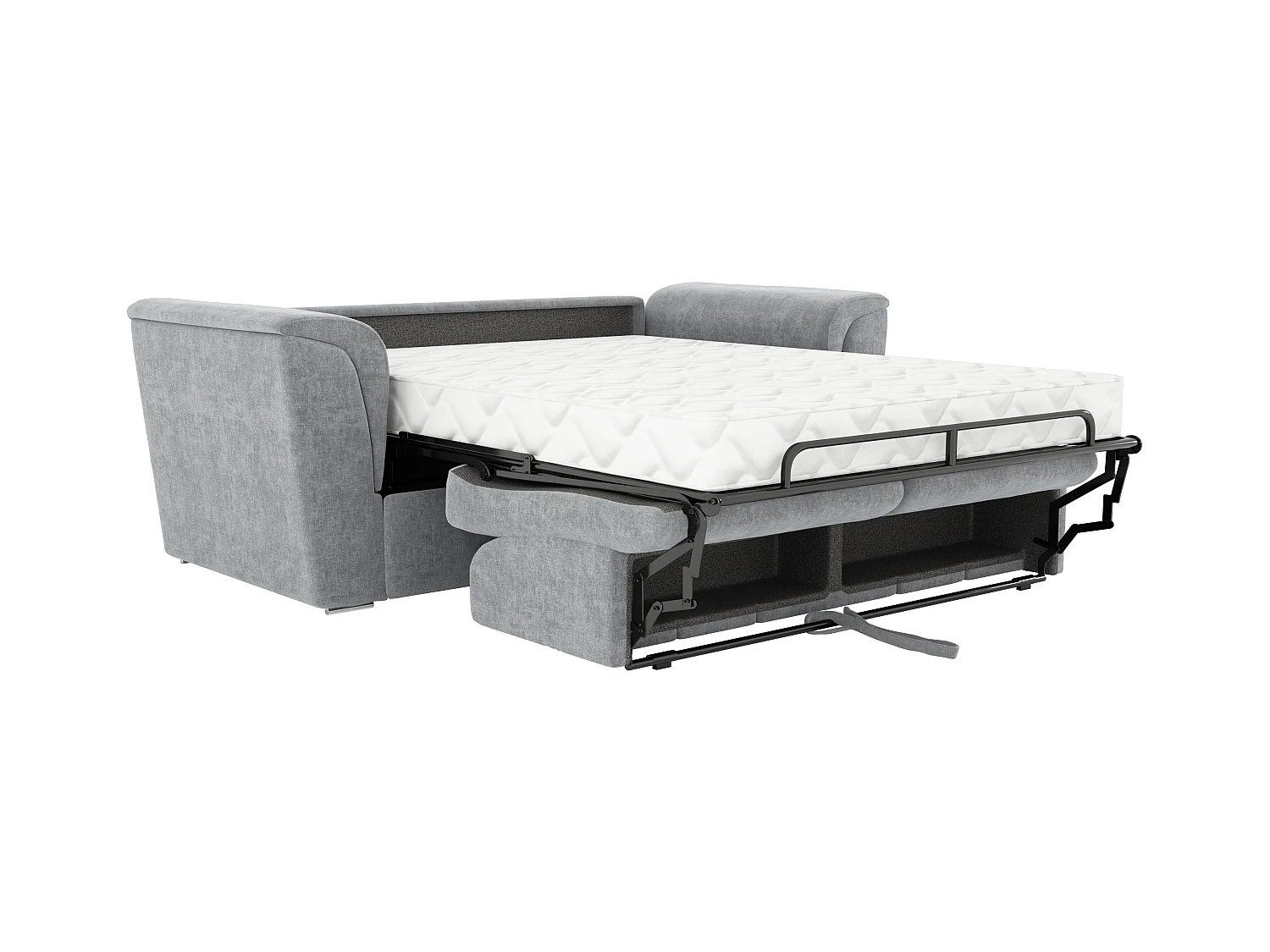 Canapé 3 places convertible express en tissu gris - Couchage 140 cm - Matelas 22 cm avec mémoire de forme RIZORA