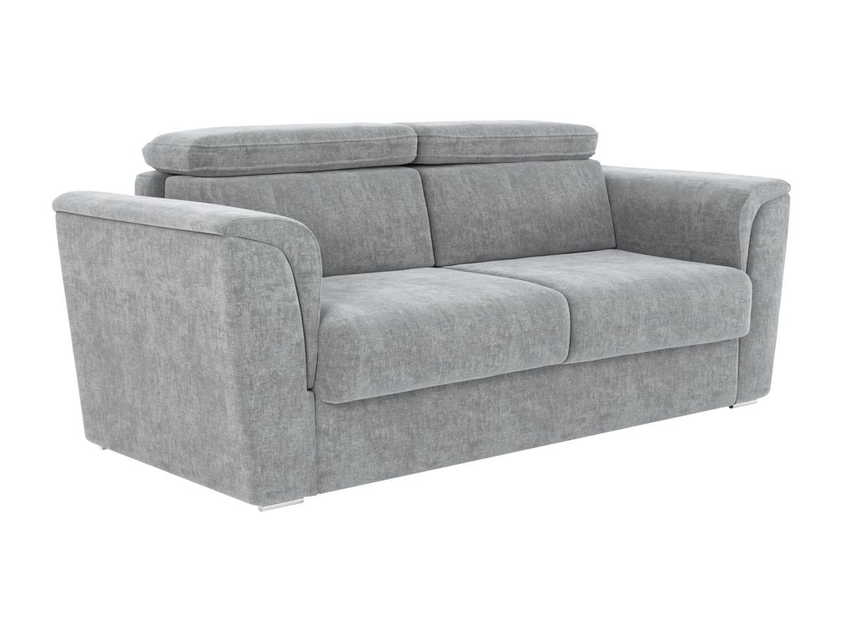 Schlafsofa mit Matratze 3-Sitzer - Stoff - Grau - Liegefläche mit Lattenros günstig online kaufen