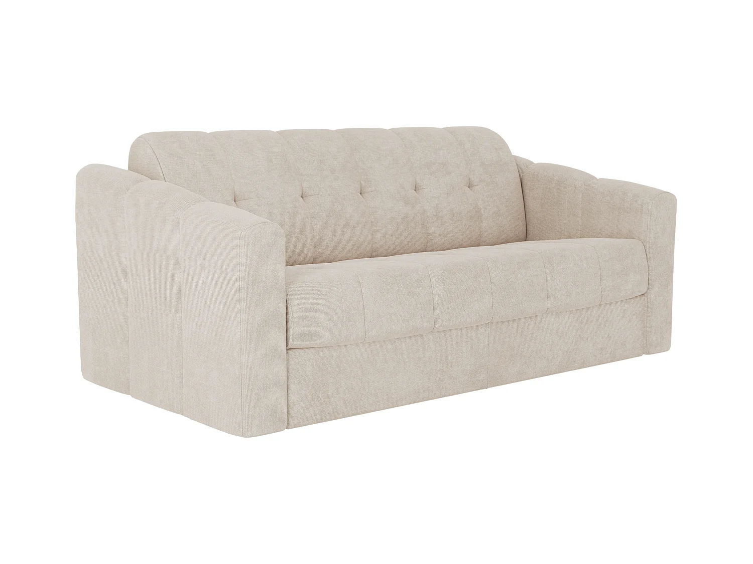 Canapé 3 places convertible express en tissu texturé beige - Couchage 140 cm - Matelas 14 cm DARIELO