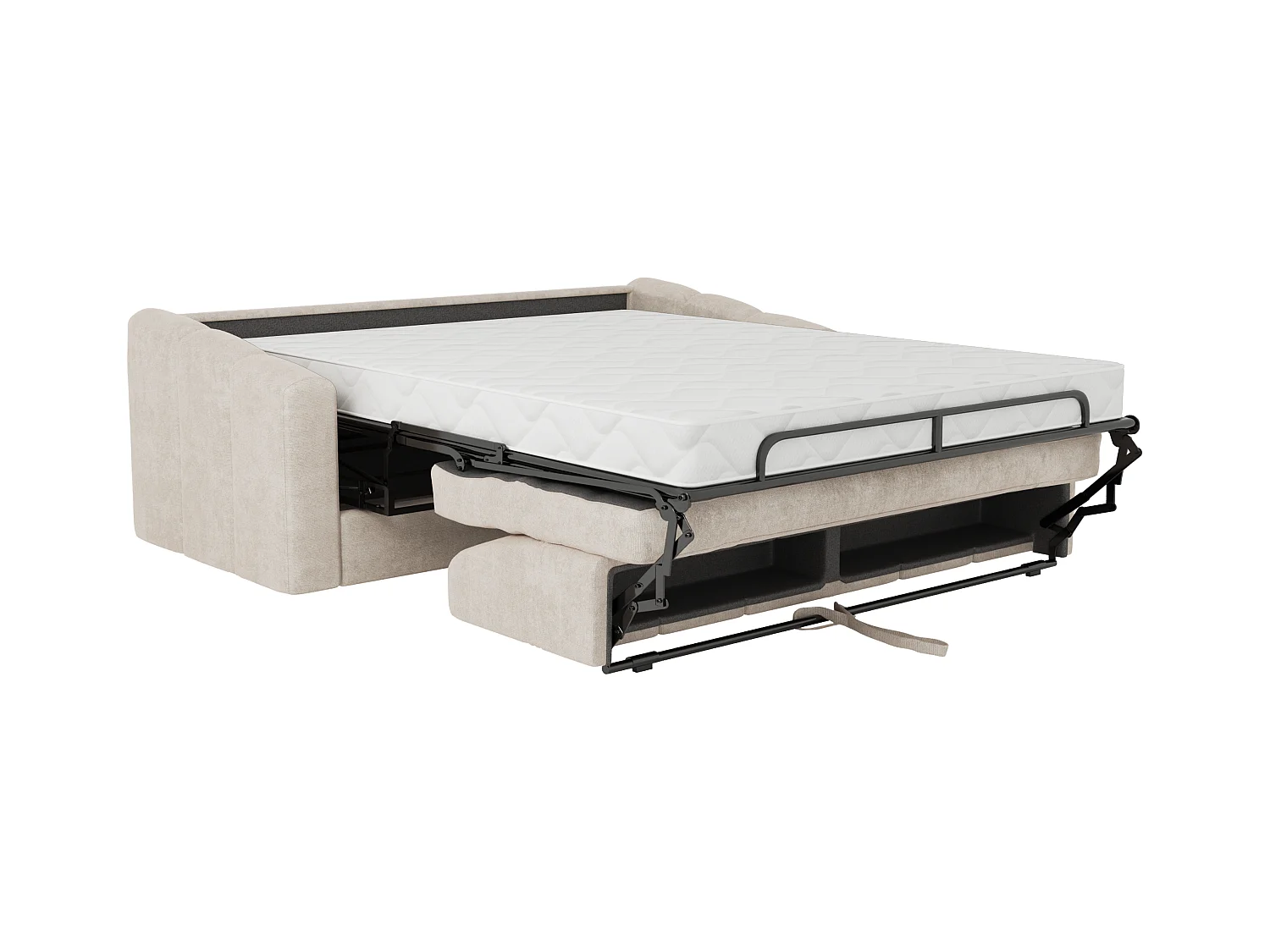 Canapé 3 places convertible express en tissu texturé beige - Couchage 140 cm - Matelas 14 cm DARIELO