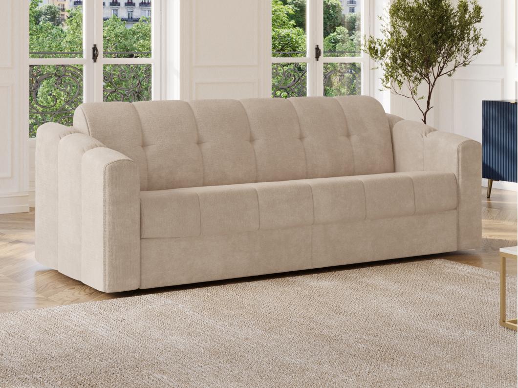 Canapé 3 places convertible express en tissu texturé beige - Couchage 140 cm - Matelas 14 cm DARIELO