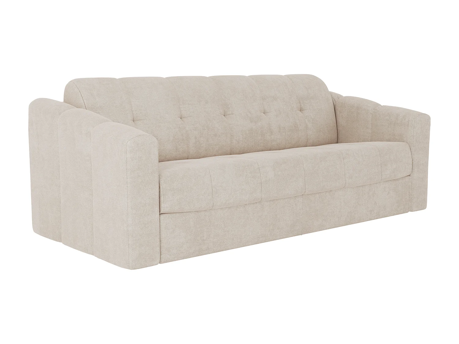 Canapé 4 places convertible express en tissu texturé beige - Couchage 160 cm - Matelas 14 cm DARIELO