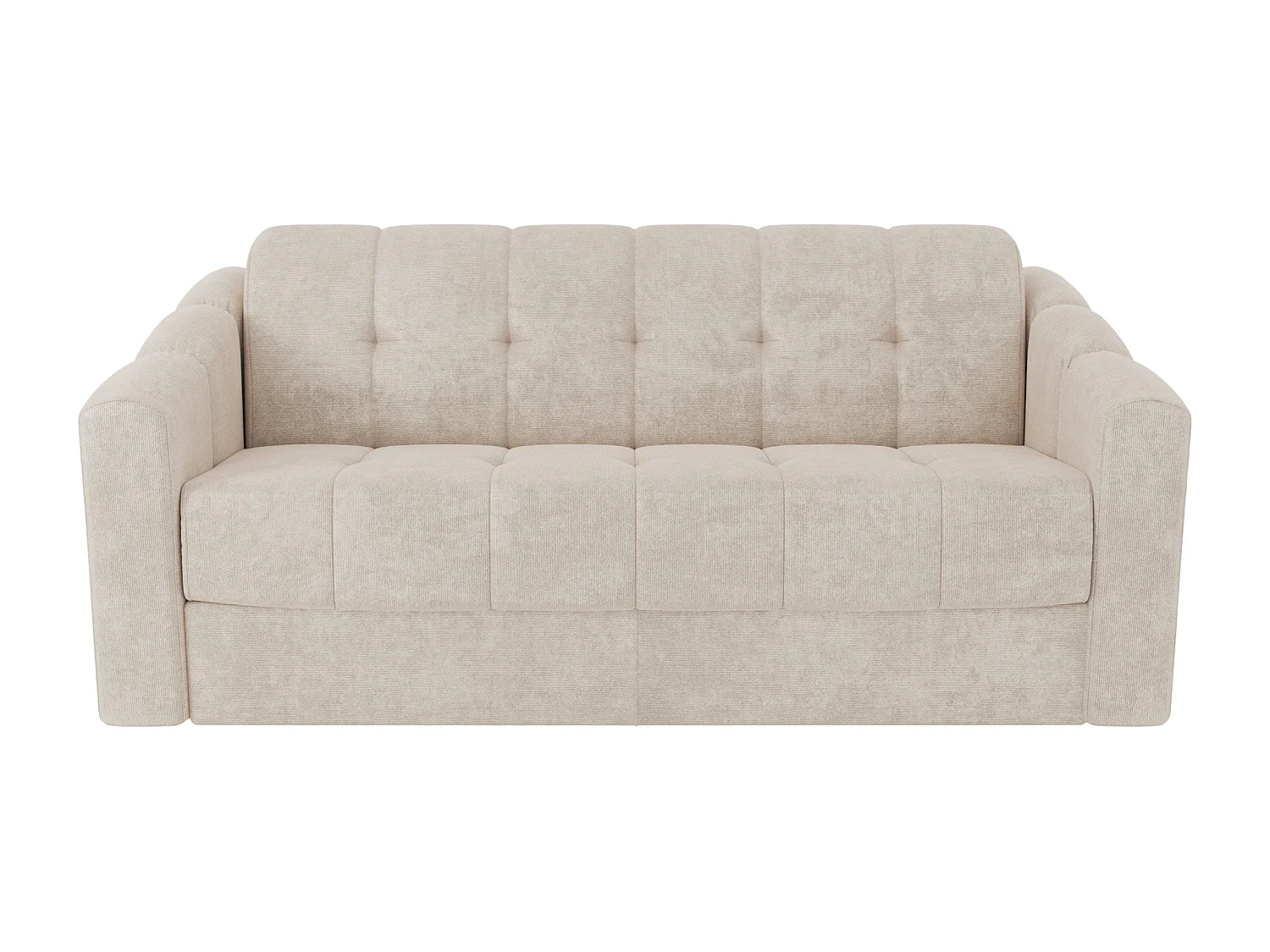 Canapé 3 places convertible express en tissu texturé beige - Couchage 140 cm - Matelas 22 cm avec mémoire de forme DARIELO