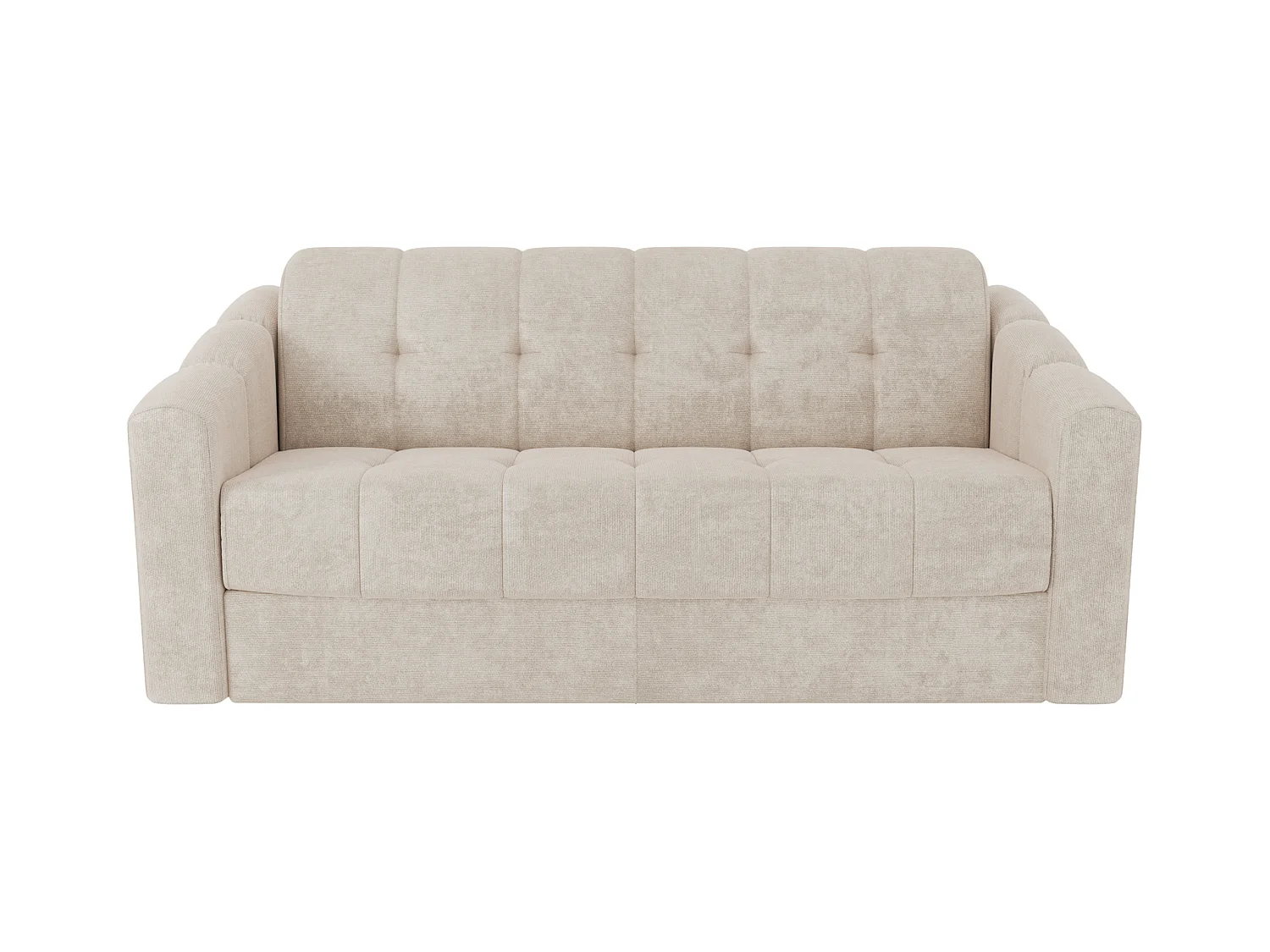 Canapé 3 places convertible express en tissu texturé beige - Couchage 140 cm - Matelas 22 cm avec mémoire de forme DARIELO