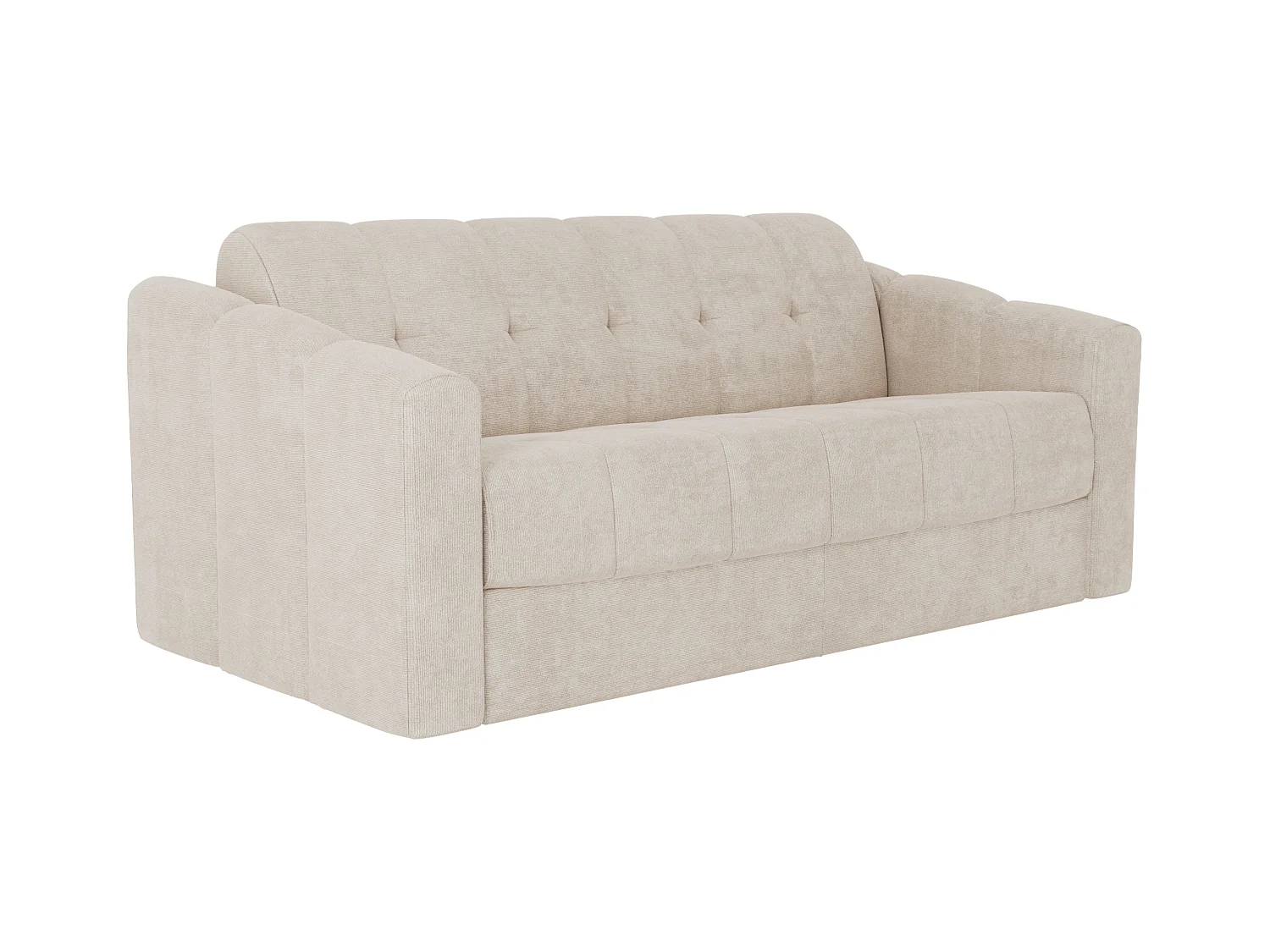 Canapé 3 places convertible express en tissu texturé beige - Couchage 140 cm - Matelas 22 cm avec mémoire de forme DARIELO