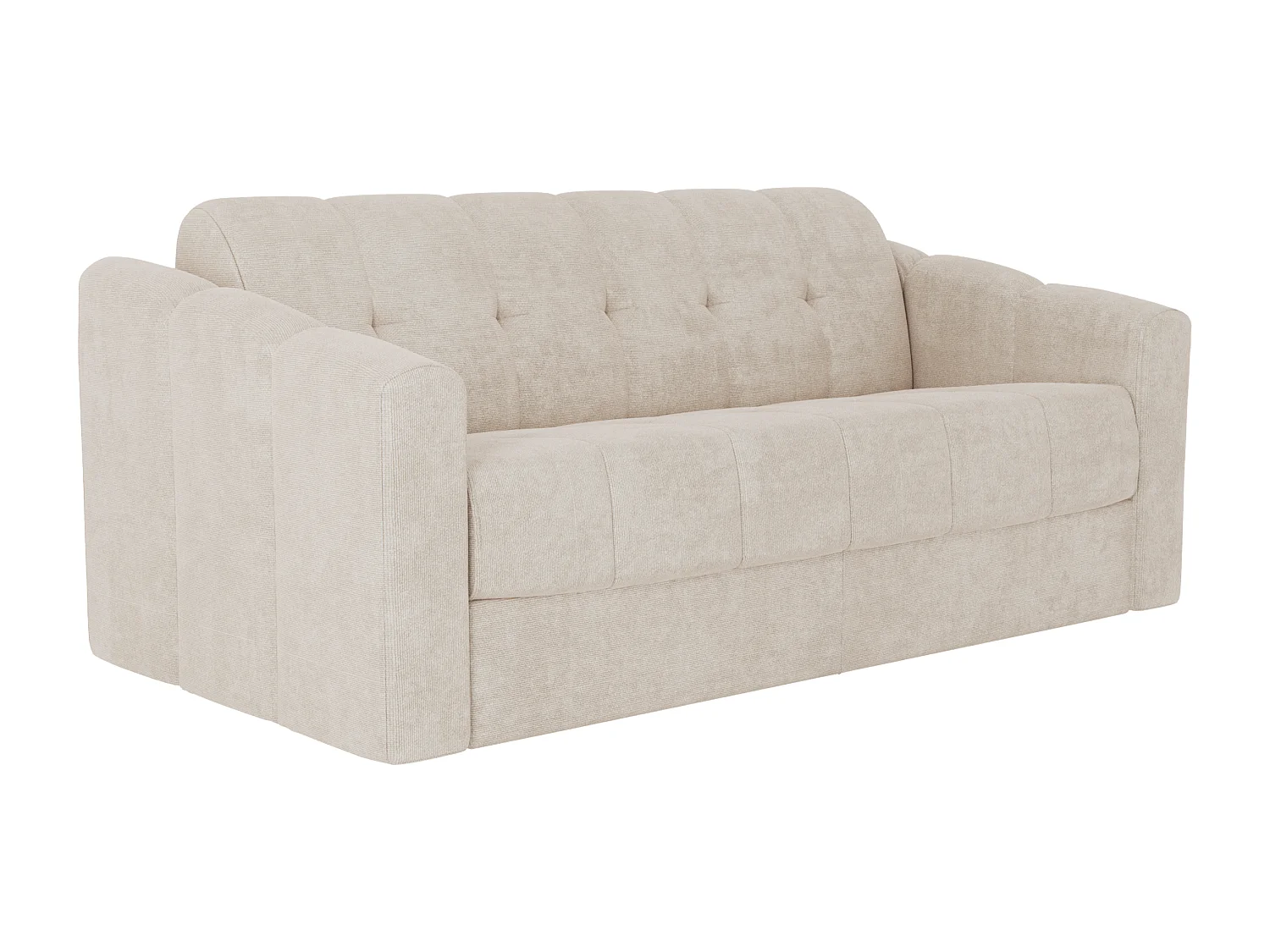 Canapé 3 places convertible express en tissu texturé beige - Couchage 140 cm - Matelas 22 cm avec mémoire de forme DARIELO