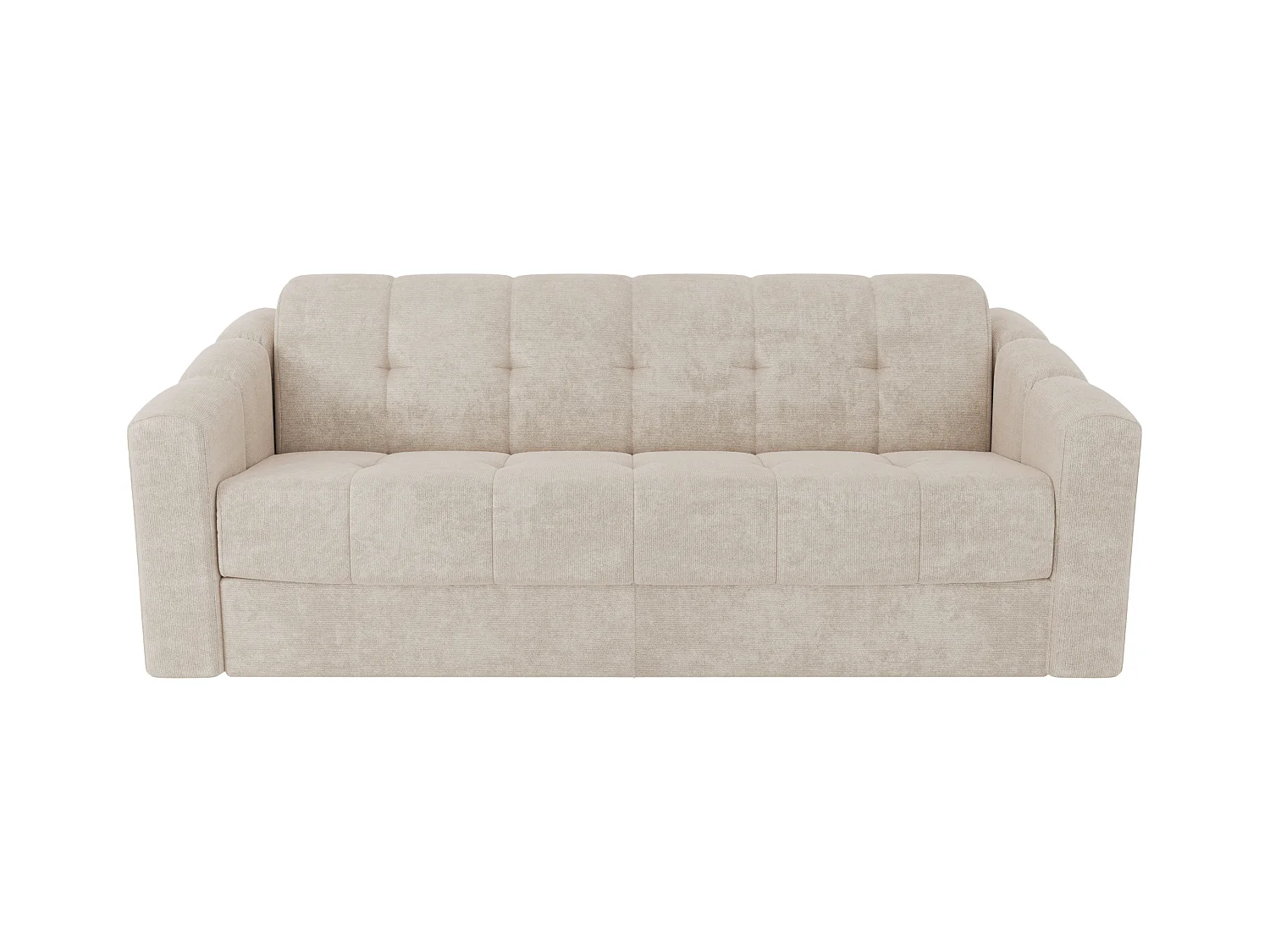 Canapé 4 places convertible express en tissu texturé beige - Couchage 160 cm - Matelas 22 cm avec mémoire de forme DARIELO