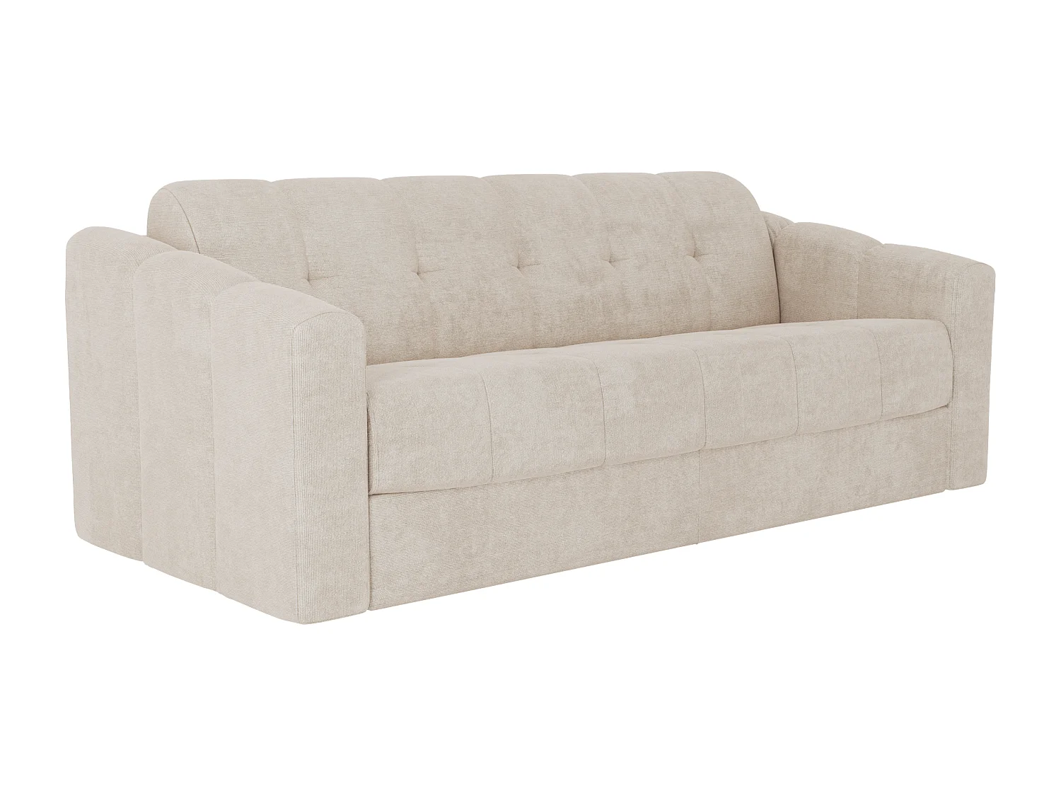 Canapé 4 places convertible express en tissu texturé beige - Couchage 160 cm - Matelas 22 cm avec mémoire de forme DARIELO